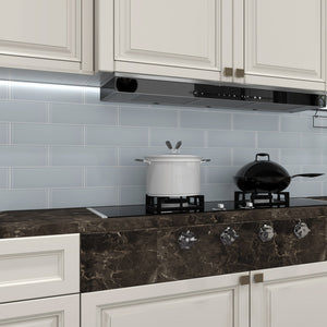 This ice blue glass tiles adopt advanced cutting technology, with smooth and neat edges, and can be spliced and decorated at will.