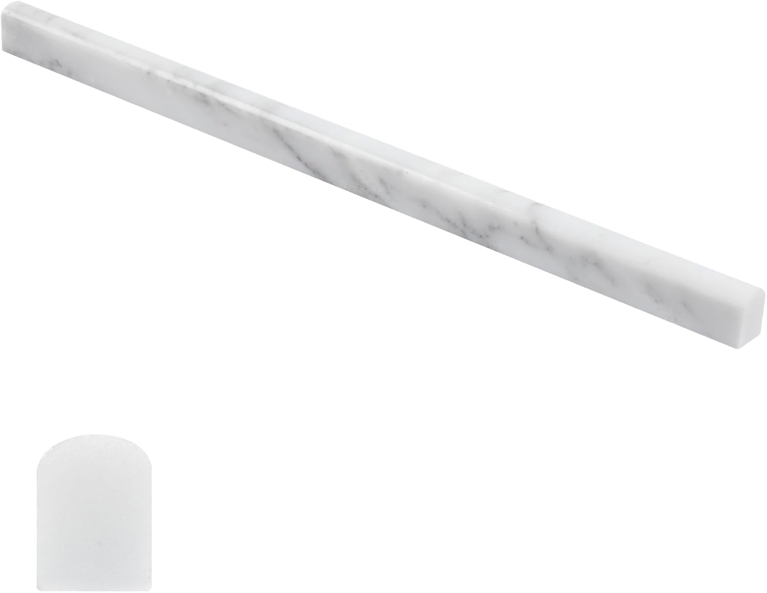 Lovdeco Bianco Alba 1/2" X 12" White Marble Pencil Liner Tile, Edge Trim Molding for Shower and Backsplash, Bullnose Tile Trim Polished, 10 Pcs/Box