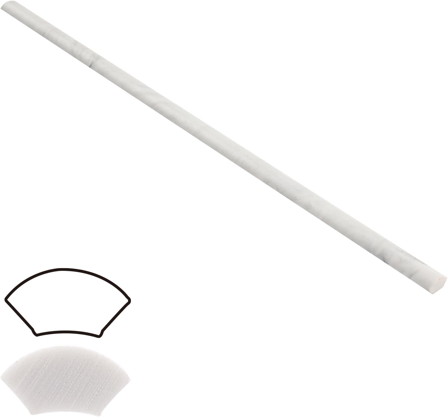 Lovdeco Marble Vein Pencil Liner Tile, 1/2" X 12" Edge White Trim Molding for Shower and Backsplash, Bullnose Tile Trim Polished, 15 Pcs/Box