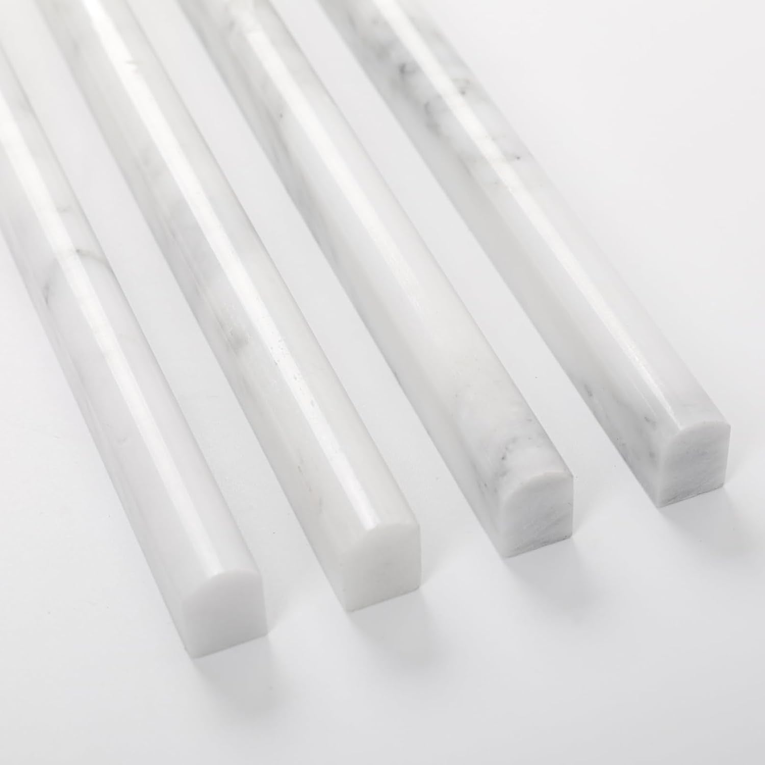 Lovdeco Bianco Alba 1/2" X 12" White Marble Pencil Liner Tile, Edge Trim Molding for Shower and Backsplash, Bullnose Tile Trim Polished, 10 Pcs/Box