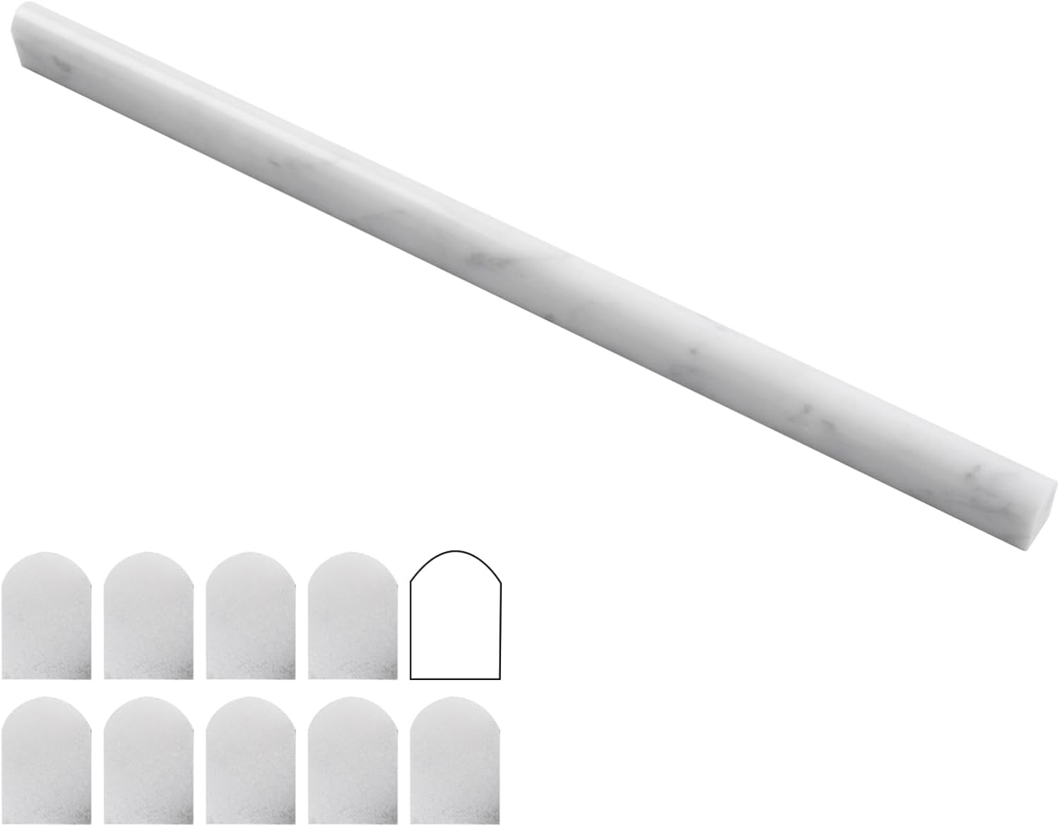 Lovdeco Bianco Alba 1/2" X 12" White Marble Pencil Liner Tile, Edge Trim Molding for Shower and Backsplash, Bullnose Tile Trim Polished, 10 Pcs/Box
