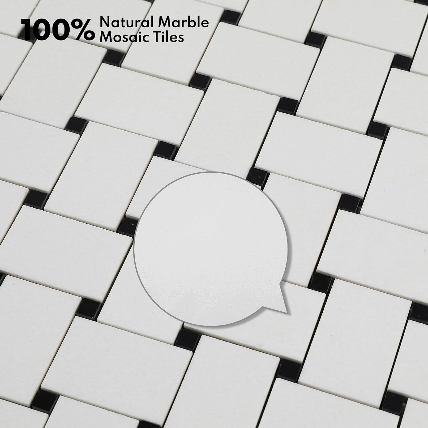 Lovdeco Microcrystal Stone White Marble Basketweave Marble Mosaic Tile for Kitchen Wall Bathroom Shower Floor (5 Sheet)