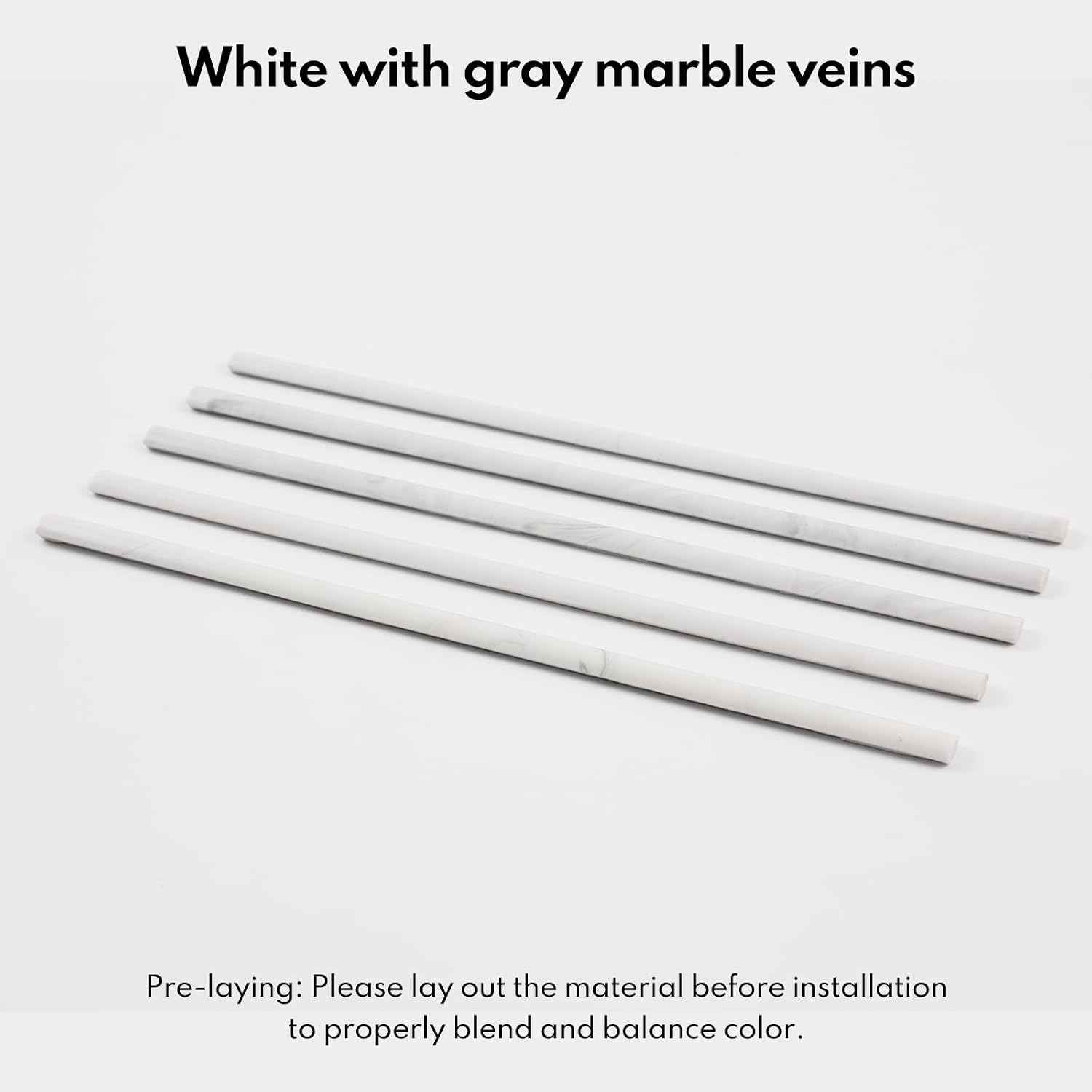 Lovdeco Faux Marble Pencil Liner Trim, 1/2" x 12" Quarter Round Edge Molding for Kitchen Bathroom Shower, 10-Pack