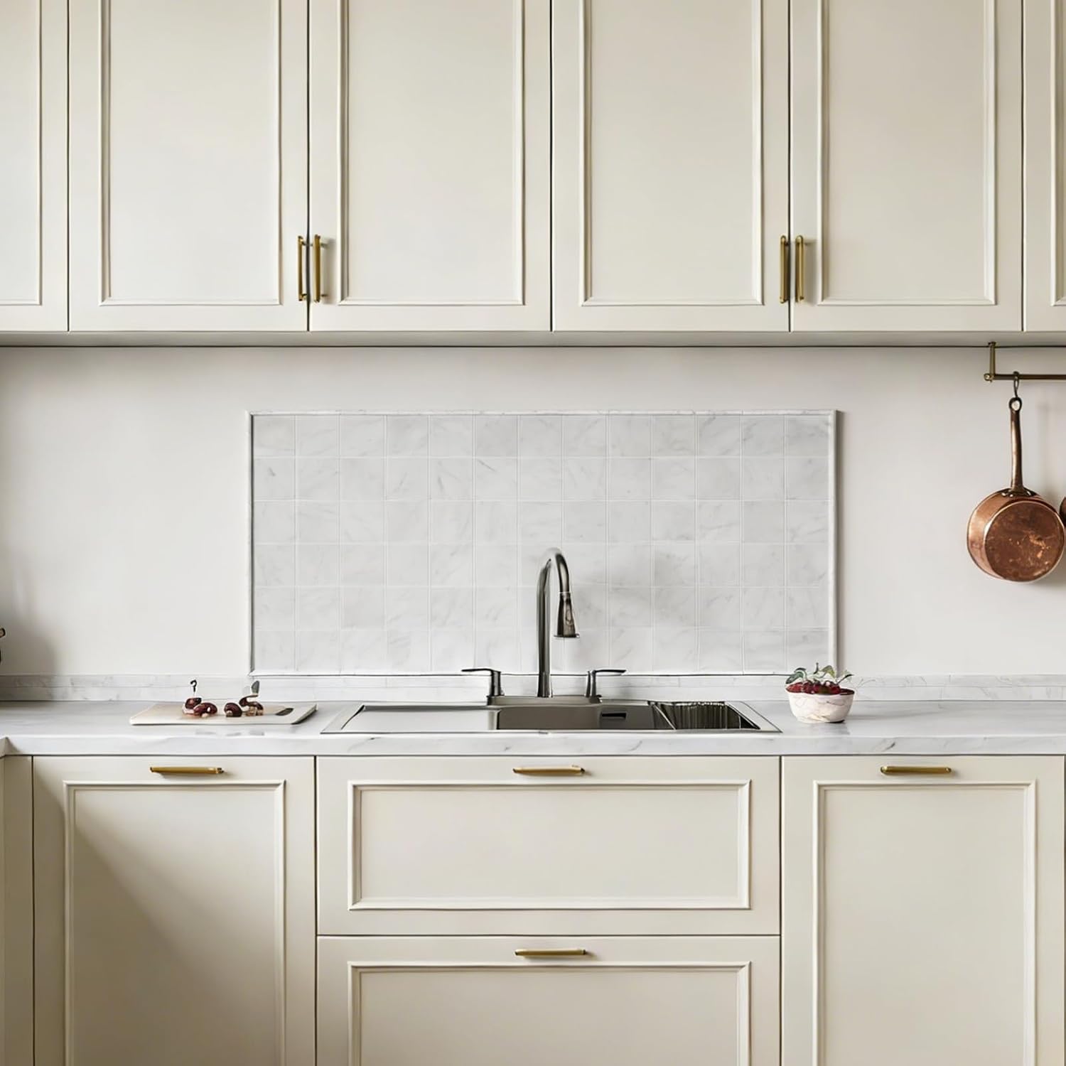 Lovdeco Marble Vein Pencil Liner Tile, 1/2" X 12" Edge White Trim Molding for Shower and Backsplash, Bullnose Tile Trim Polished, 15 Pcs/Box
