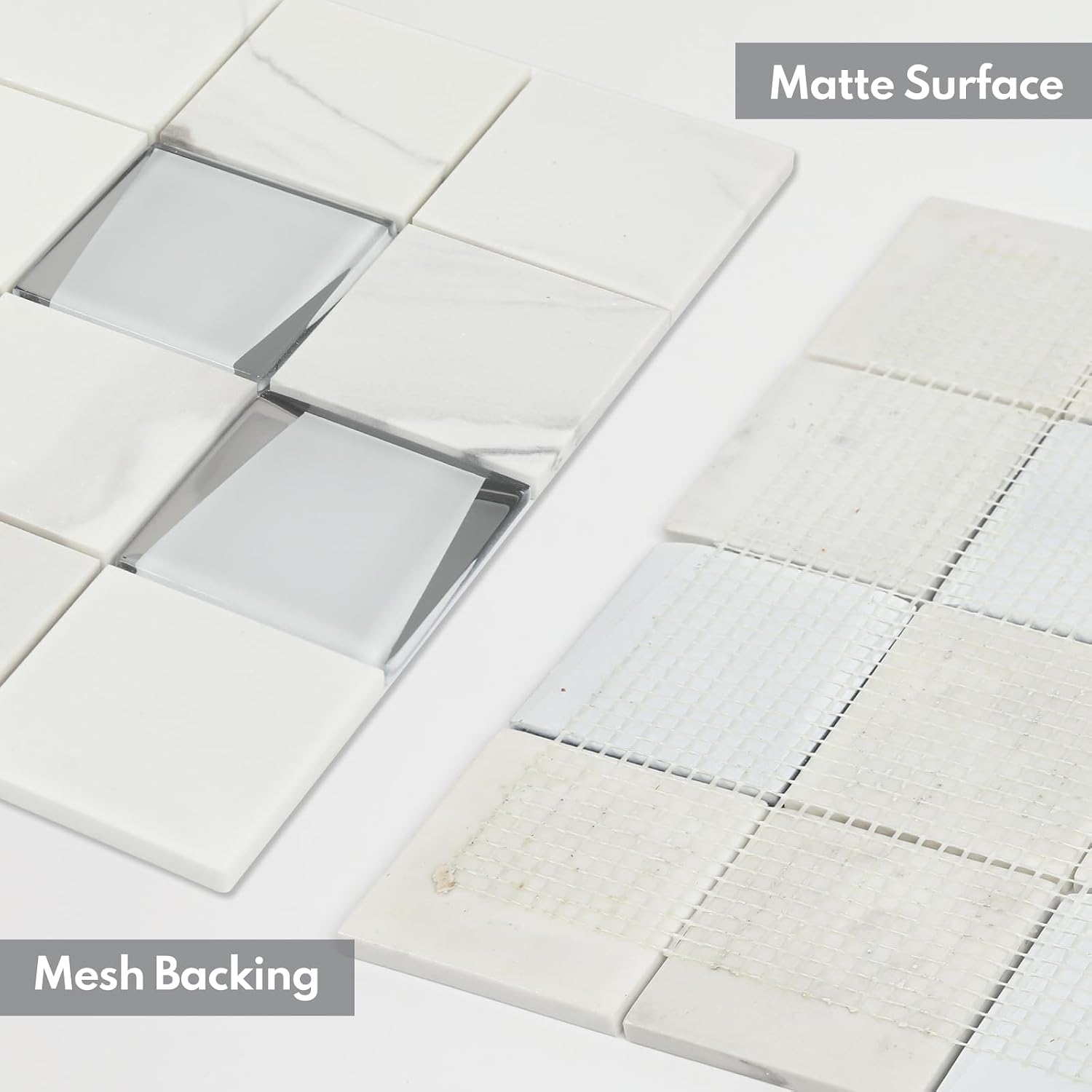 Lovdeco Marble Look 3D Mosaic Tile, 75x75mm Backsplash, 5 Sheets