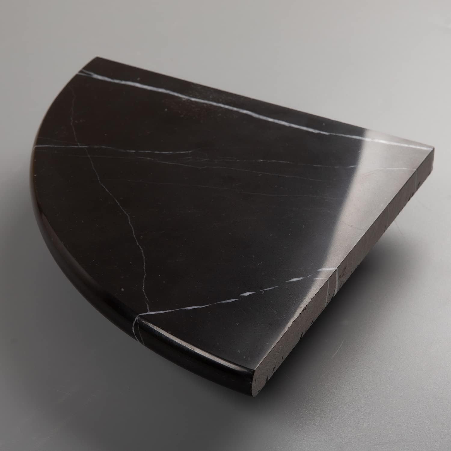 Lovdeco 2 Pcs Black Marble Corner Shelf, Nero Marquina Black Marble Corner Shower Shelf, Polished 9" Round Edge Corner Shelves for Bathroom, Kitchen, Office, Living Room, 2 Piece
