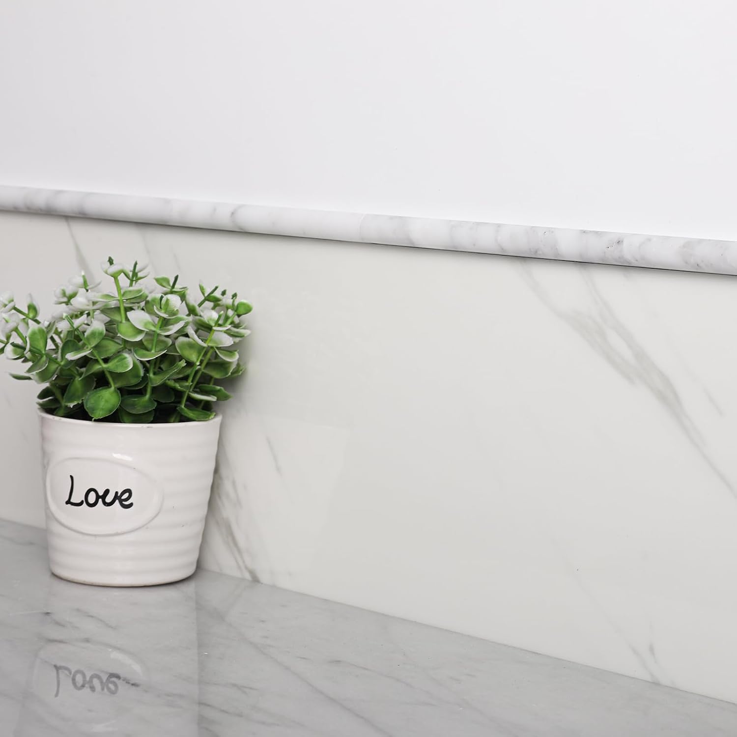 Lovdeco Bianco Alba 1/2" X 12" White Marble Pencil Liner Tile, Edge Trim Molding for Shower and Backsplash, Bullnose Tile Trim Polished, 10 Pcs/Box