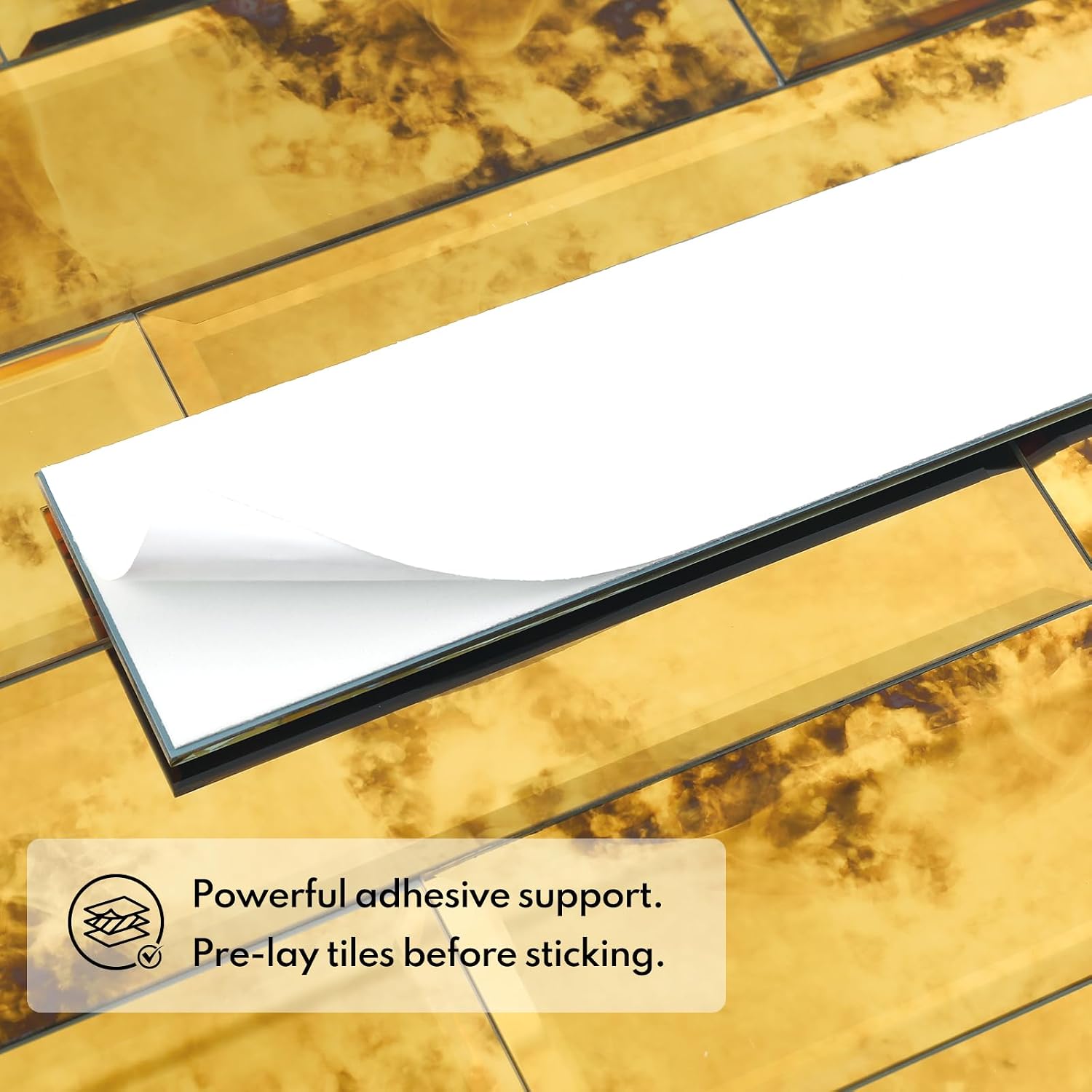 Lovdeco Peel & Stick Gold Antique Mirror Tile 3x12 Inch Beveled (20 Pcs)