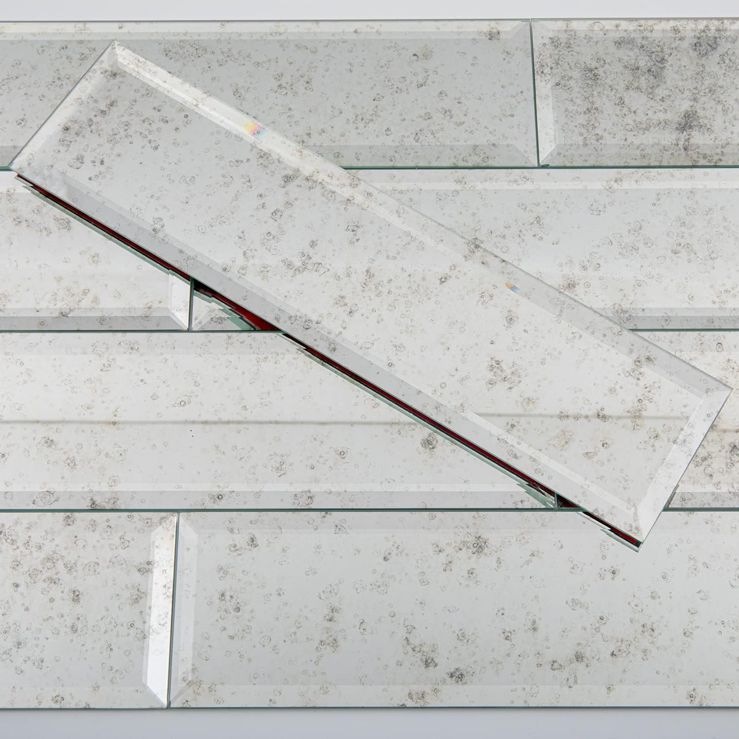 Lovdeco Peel & Stick Gold Antique Mirror Tile 3x12 Inch Beveled (20 Pcs)