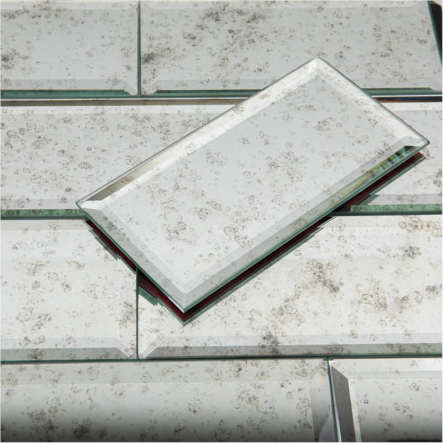Lovdeco Peel & Stick Gold Antique Mirror Tile 3x12 Inch Beveled (20 Pcs)