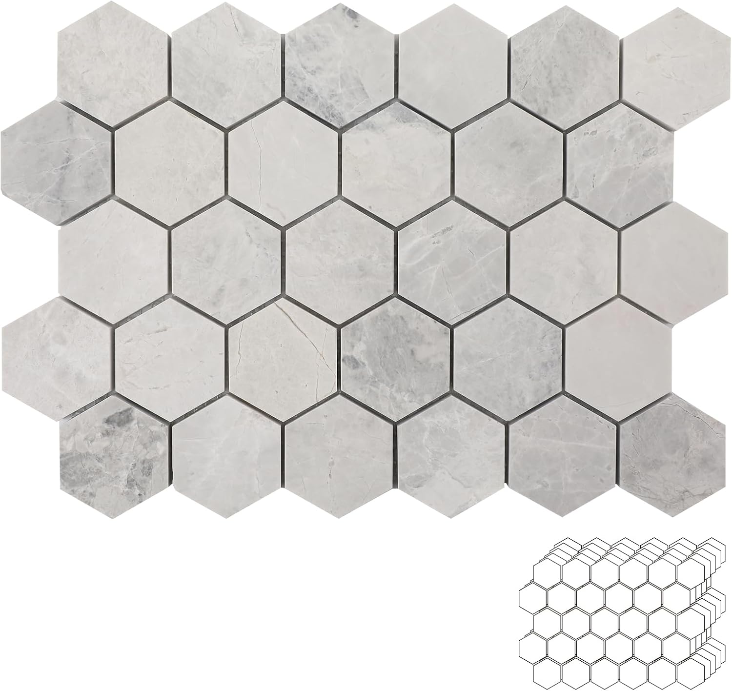Lovdeco Microcrystal Stone White Marble Basketweave Marble Mosaic Tile for Kitchen Wall Bathroom Shower Floor (5 Sheet)