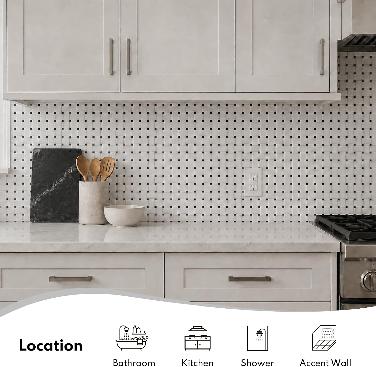 Lovdeco Bianco Alba Stone White Marble Basketweave Marble Mosaic Tile for Kitchen Wall Bathroom Shower Floor (5 Sheet，Polished)