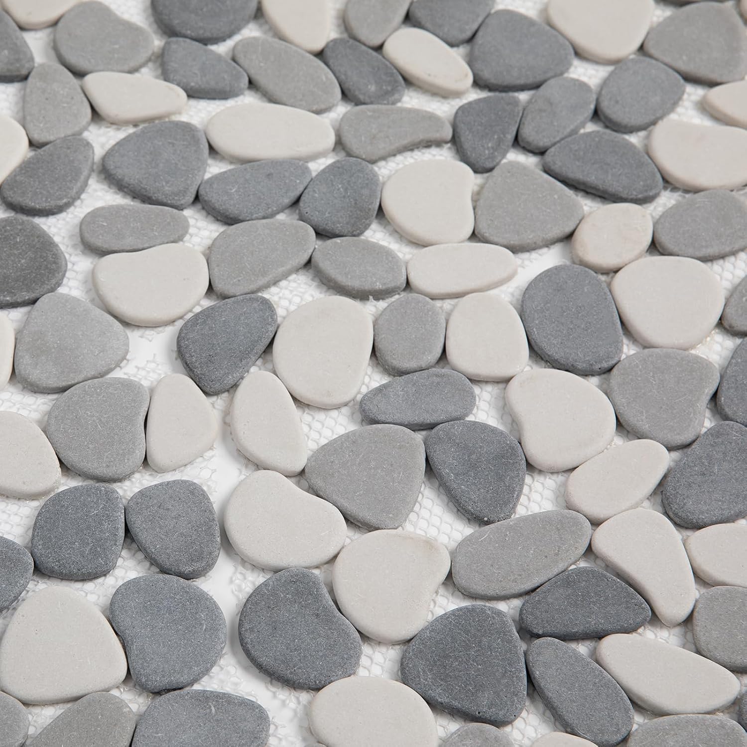 Lovdeco White Pebble Tile Shower Floor, Mosaic Pebble Backsplash for Wall, Stone Tiles for Bathroom and Outdoor Garden, 5 Sheets, Matte and Flat Surface