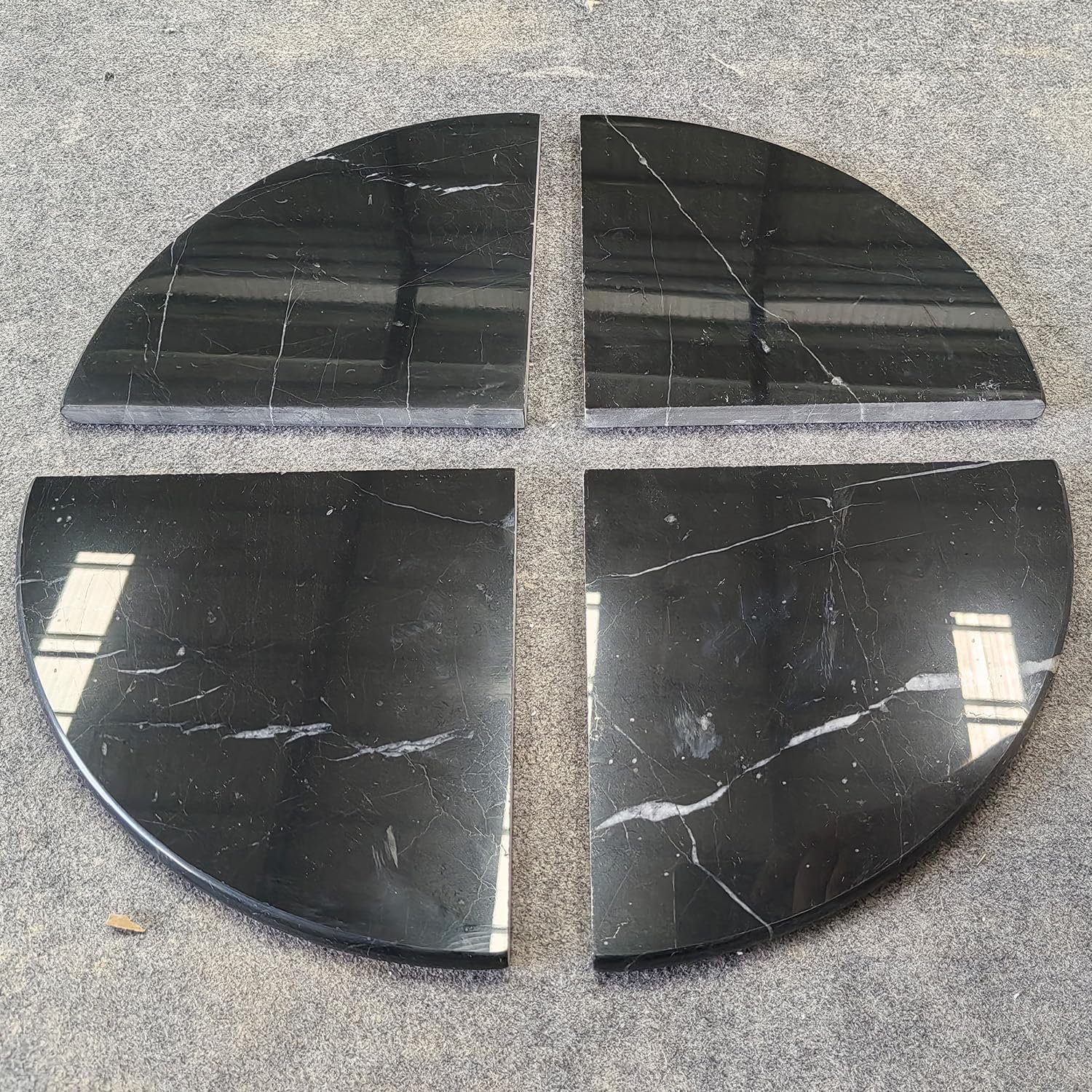 Lovdeco 2 Pcs Black Marble Corner Shelf, Nero Marquina Black Marble Corner Shower Shelf, Polished 9" Round Edge Corner Shelves for Bathroom, Kitchen, Office, Living Room, 2 Piece