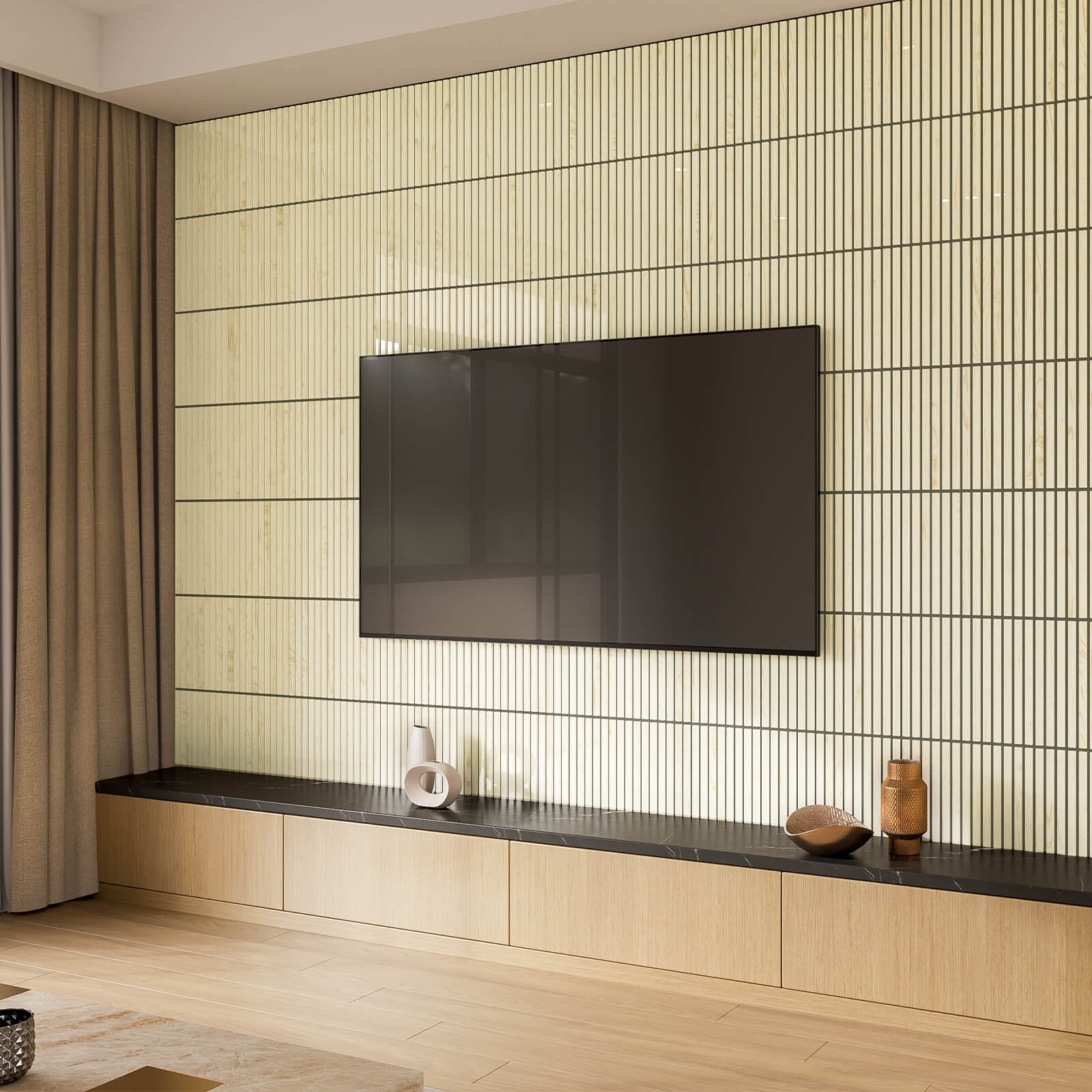 Lovdeco Acoustic Wall Panels, 10 Pack 12'' Fluted Acoustic Panels, Glass Slat Sound Absorbing Panels for art Wall Decorative, Oak