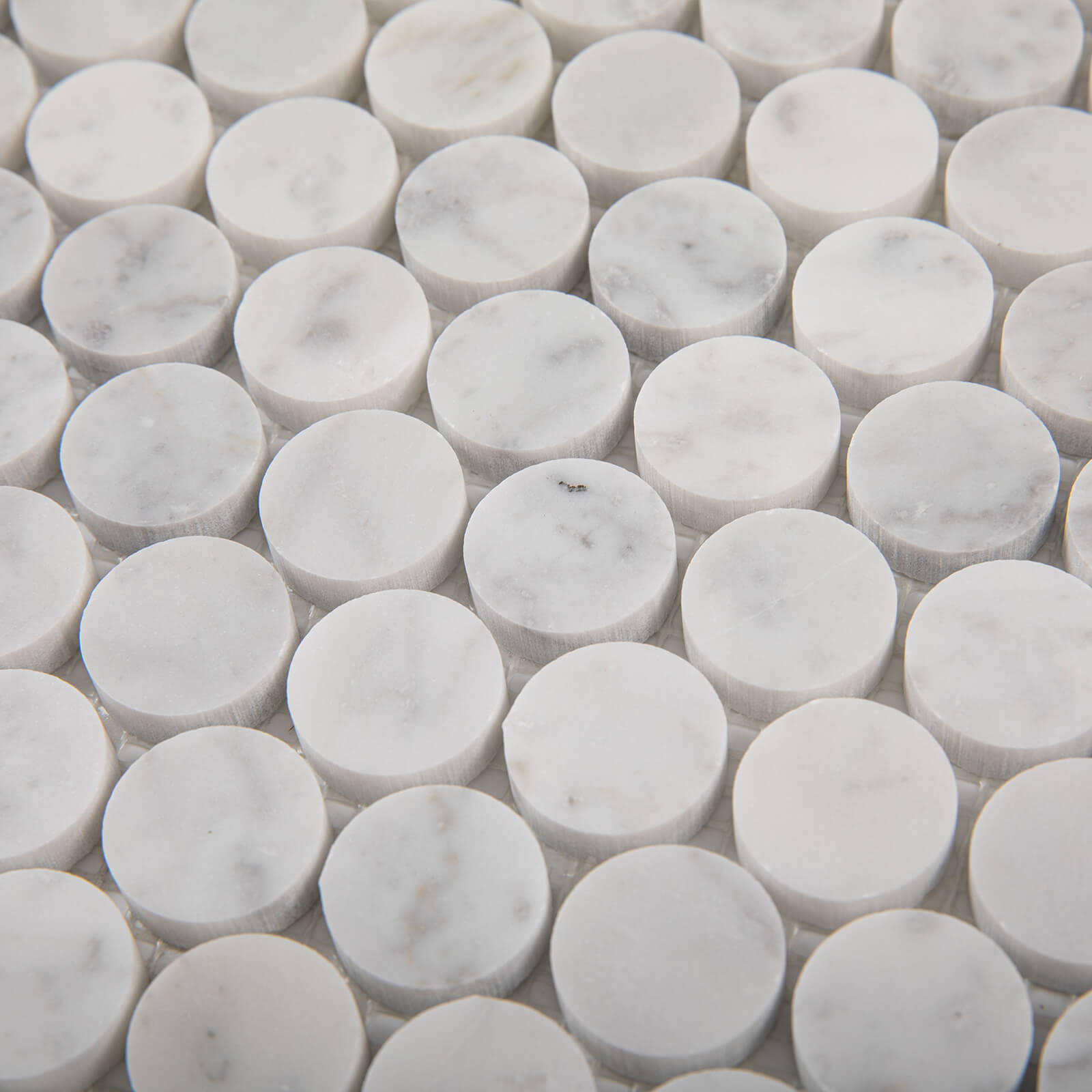 Carrara White Marble Stone 1 Inch Penny Italian Bianco Carrera Marble Mosaic Tile for Kitchen Wall Bathroom Shower Floor (5 Sheet, Honed)