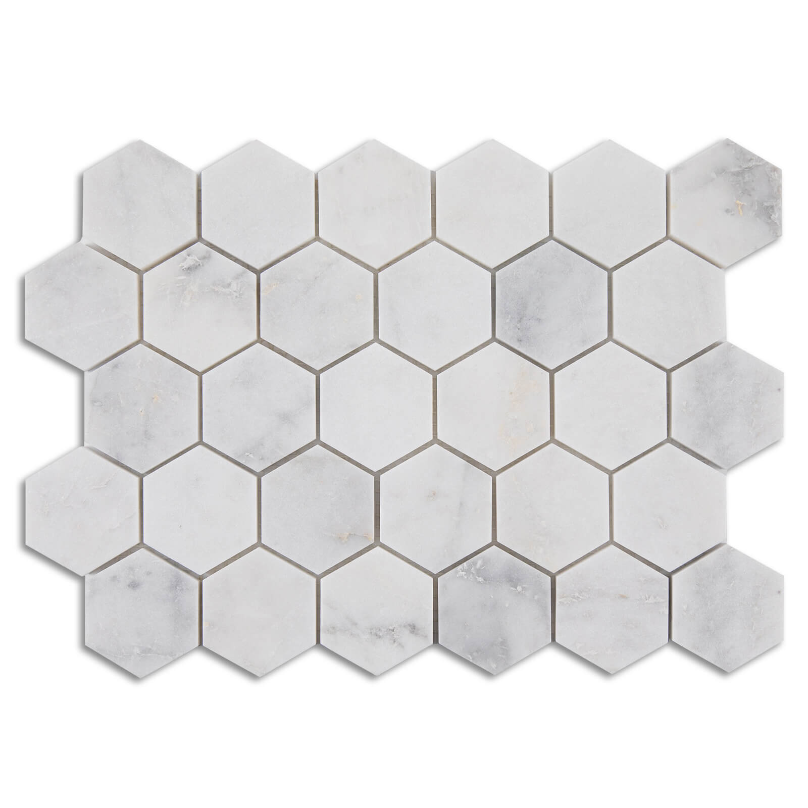 Bianco Orion White Marble Stone 2 Inch Hexagon Marble Mosaic Tile for Kitchen Wall Bathroom Shower Floor (5 Sheet, Honed)