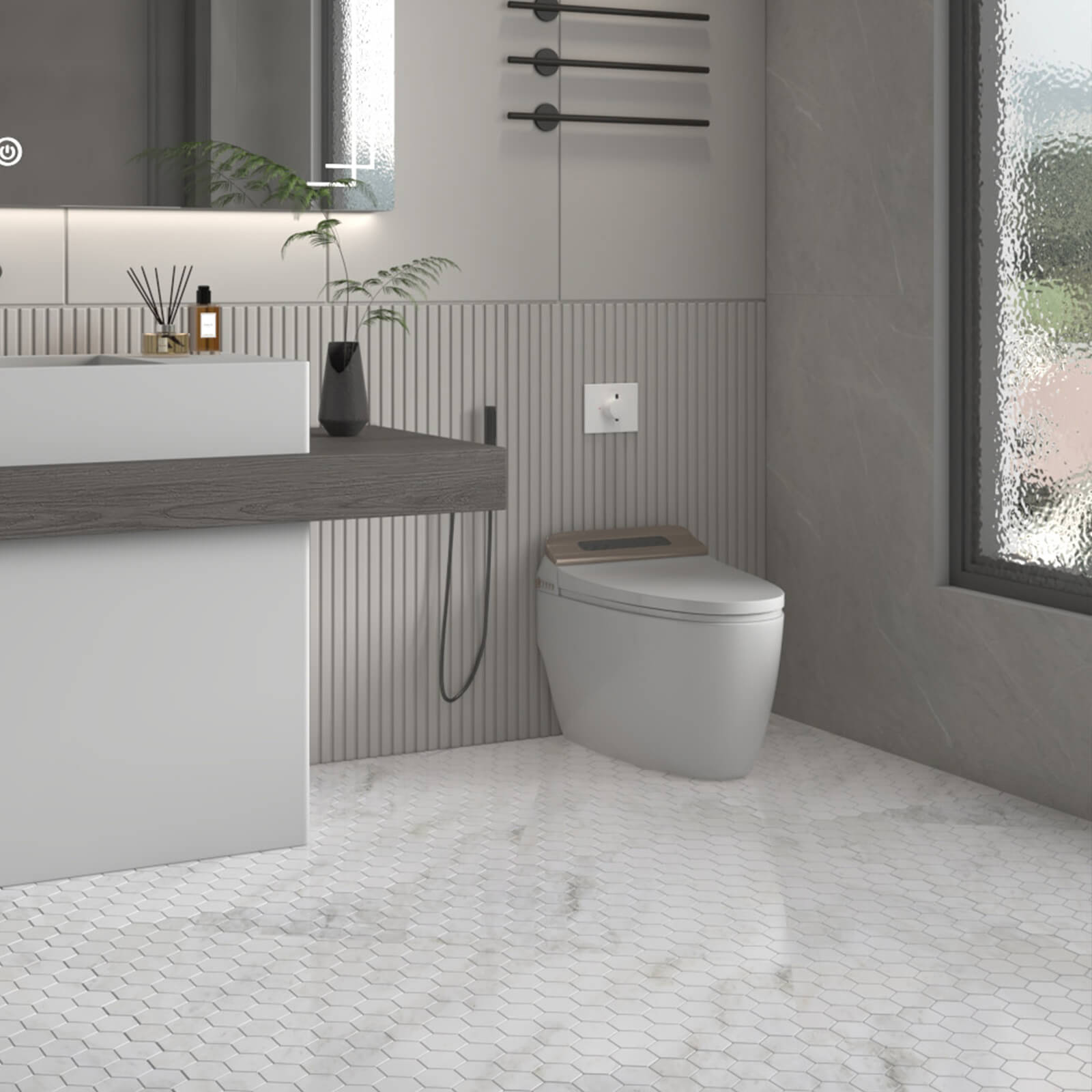 Bianco Orion White Marble Stone 2 Inch Hexagon Marble Mosaic Tile for Kitchen Wall Bathroom Shower Floor (5 Sheet, Honed)