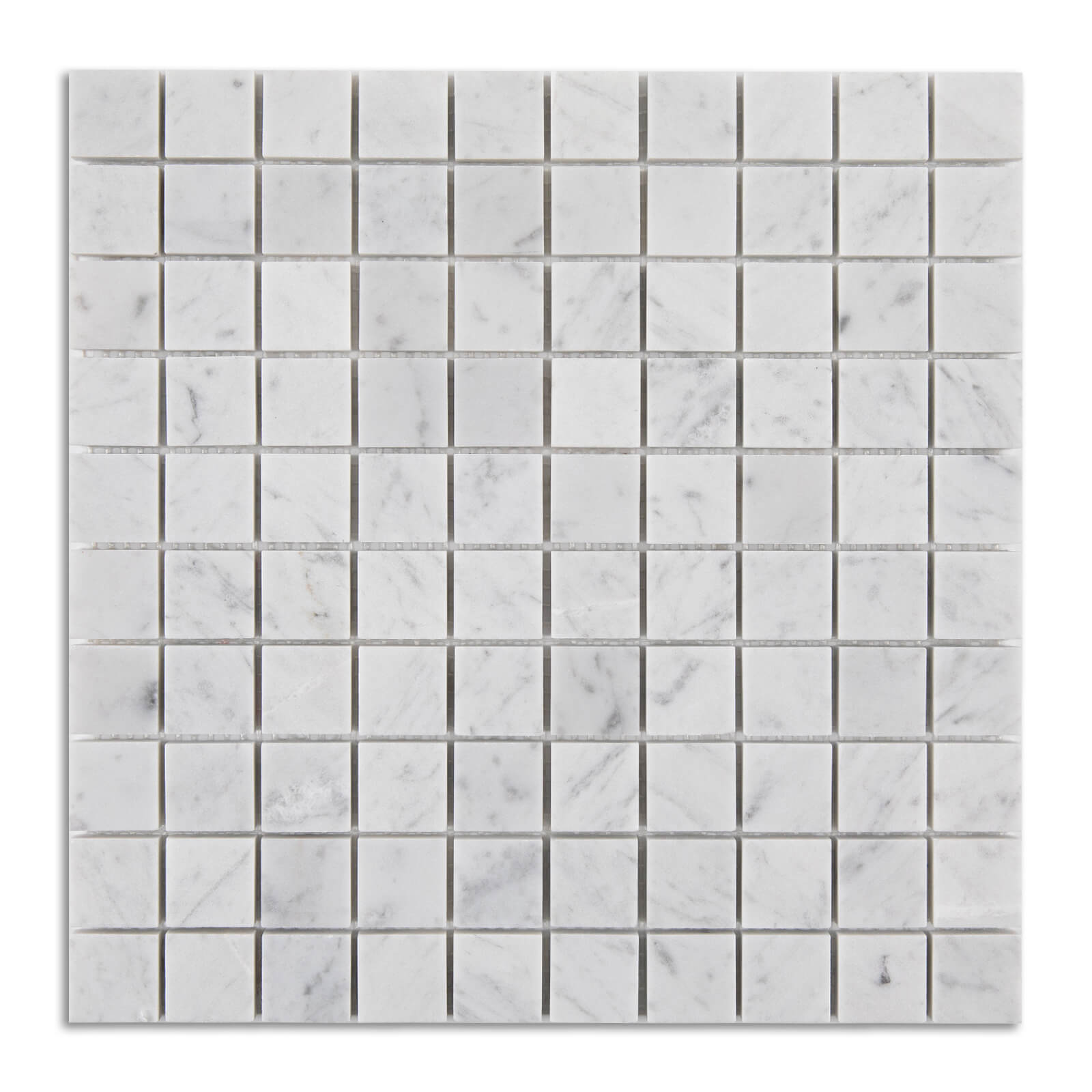 Carrara White Marble Stone 1 Inch Square Italian Bianco Carrera Marble Mosaic Tile for Kitchen Wall Bathroom Shower Floor (5 Sheet, Honed)