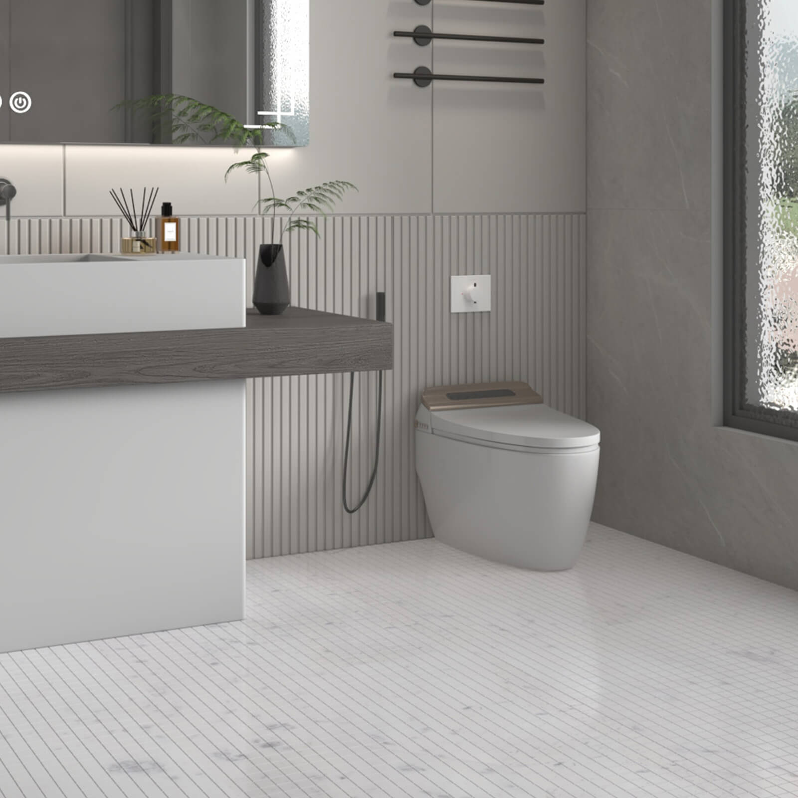 Carrara White Marble Stone 1 Inch Square Italian Bianco Carrera Marble Mosaic Tile for Kitchen Wall Bathroom Shower Floor (5 Sheet, Honed)