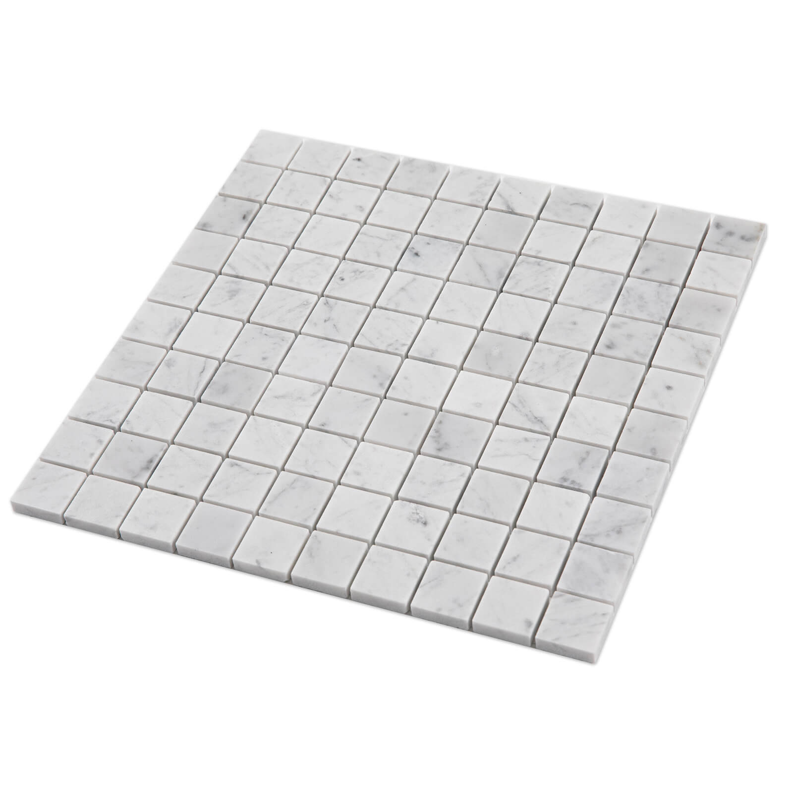 Carrara White Marble Stone 1 Inch Square Italian Bianco Carrera Marble Mosaic Tile for Kitchen Wall Bathroom Shower Floor (5 Sheet, Honed)