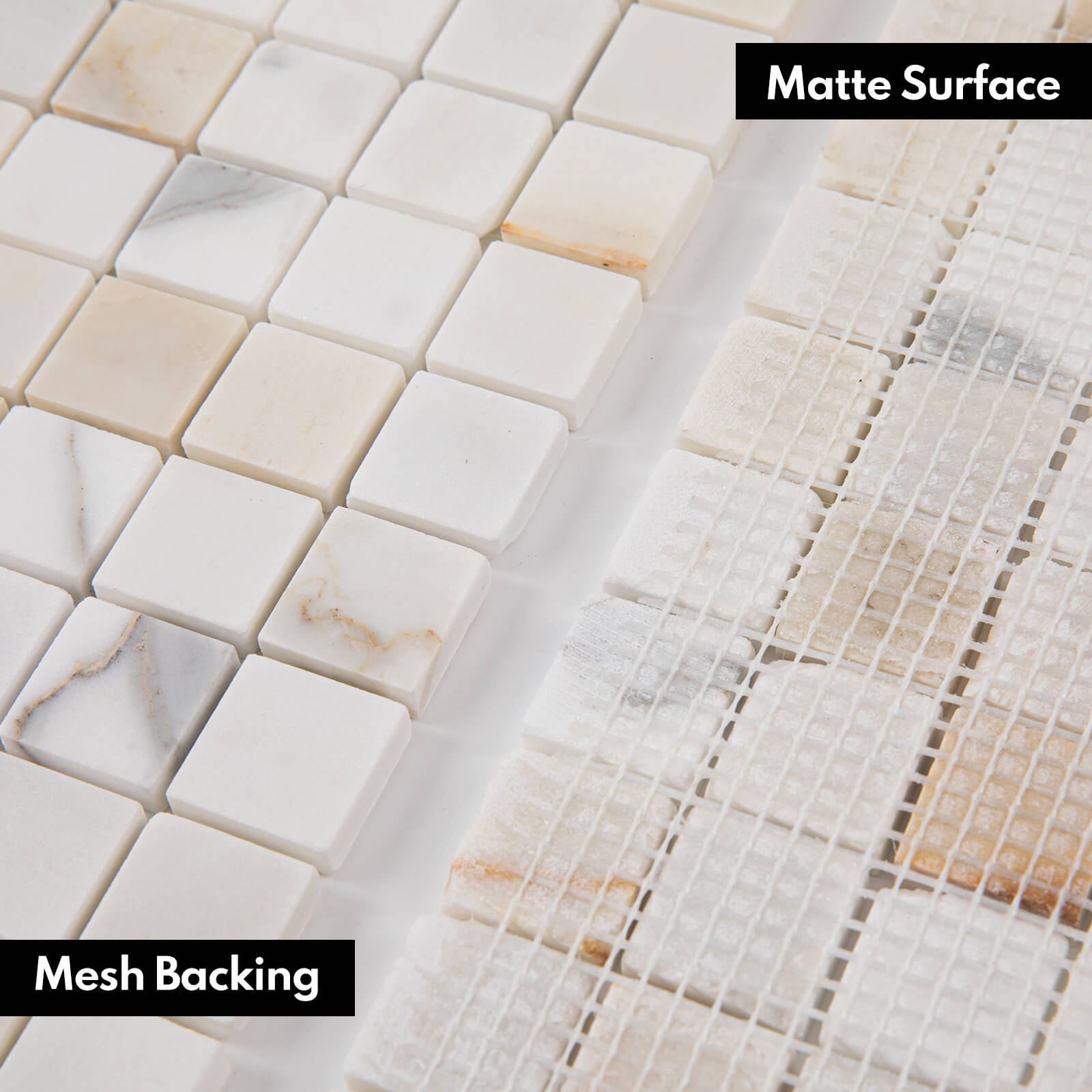 Calacatta Gold Marble Stone 1 Inch Square Marble Mosaic Tile for Kitchen Wall Bathroom Shower Floor (5 Sheet, Honed)