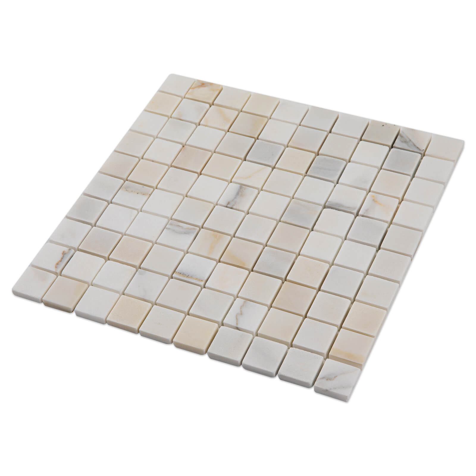 Calacatta Gold Marble Stone 1 Inch Square Marble Mosaic Tile for Kitchen Wall Bathroom Shower Floor (5 Sheet, Honed)