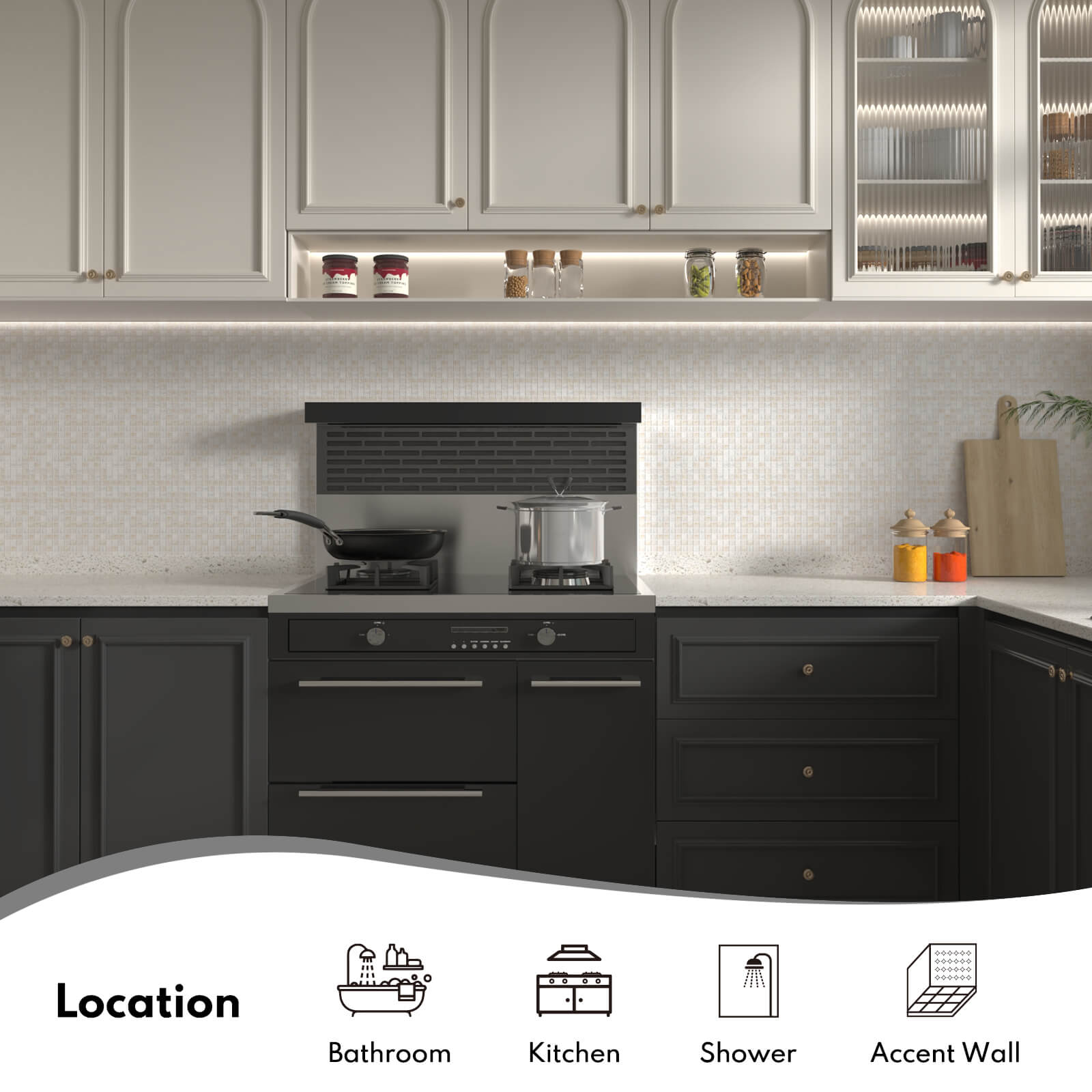 Calacatta Gold Marble Stone 5/8 Inch Square Marble Mosaic Tile for Kitchen Wall Bathroom Shower Floor (5 Sheet, Honed)