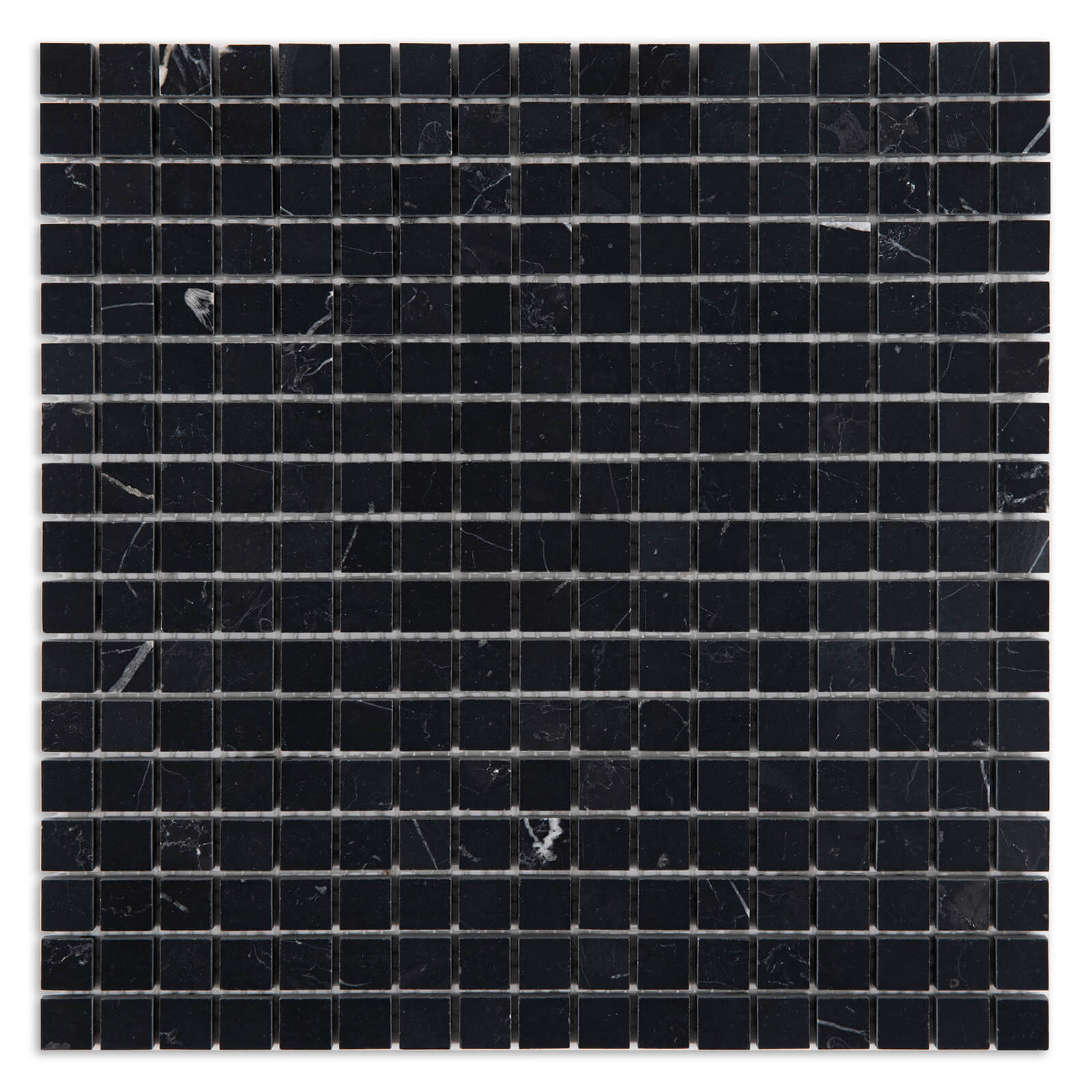 Nero Marquina Marble Stone 5/8 Inch Square Black Marble Mosaic Tile for Kitchen Wall Bathroom Shower Floor (5 Sheet, Honed)
