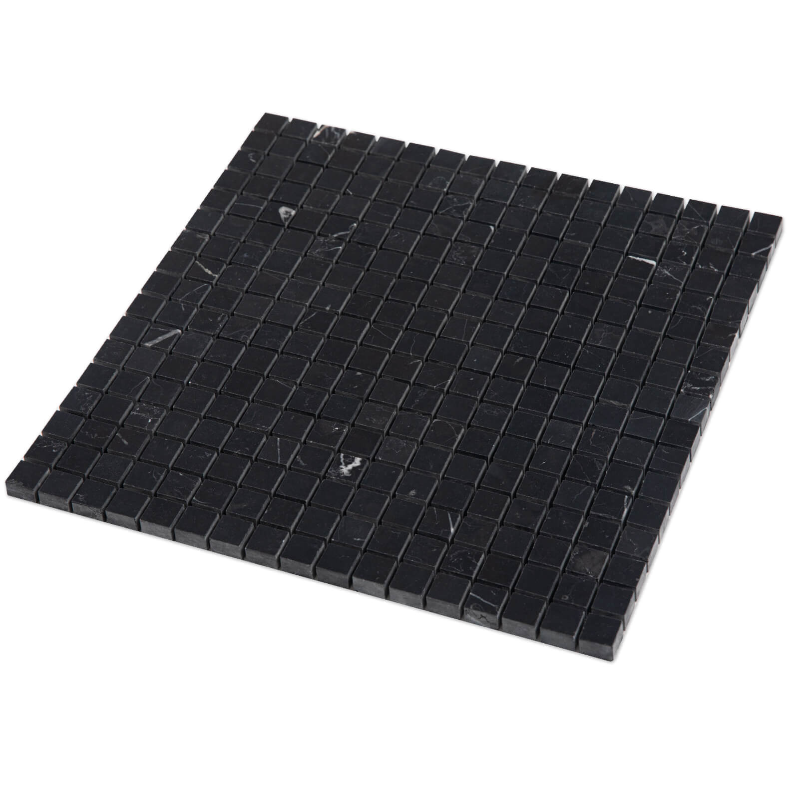 Nero Marquina Marble Stone 5/8 Inch Square Black Marble Mosaic Tile for Kitchen Wall Bathroom Shower Floor (5 Sheet, Honed)