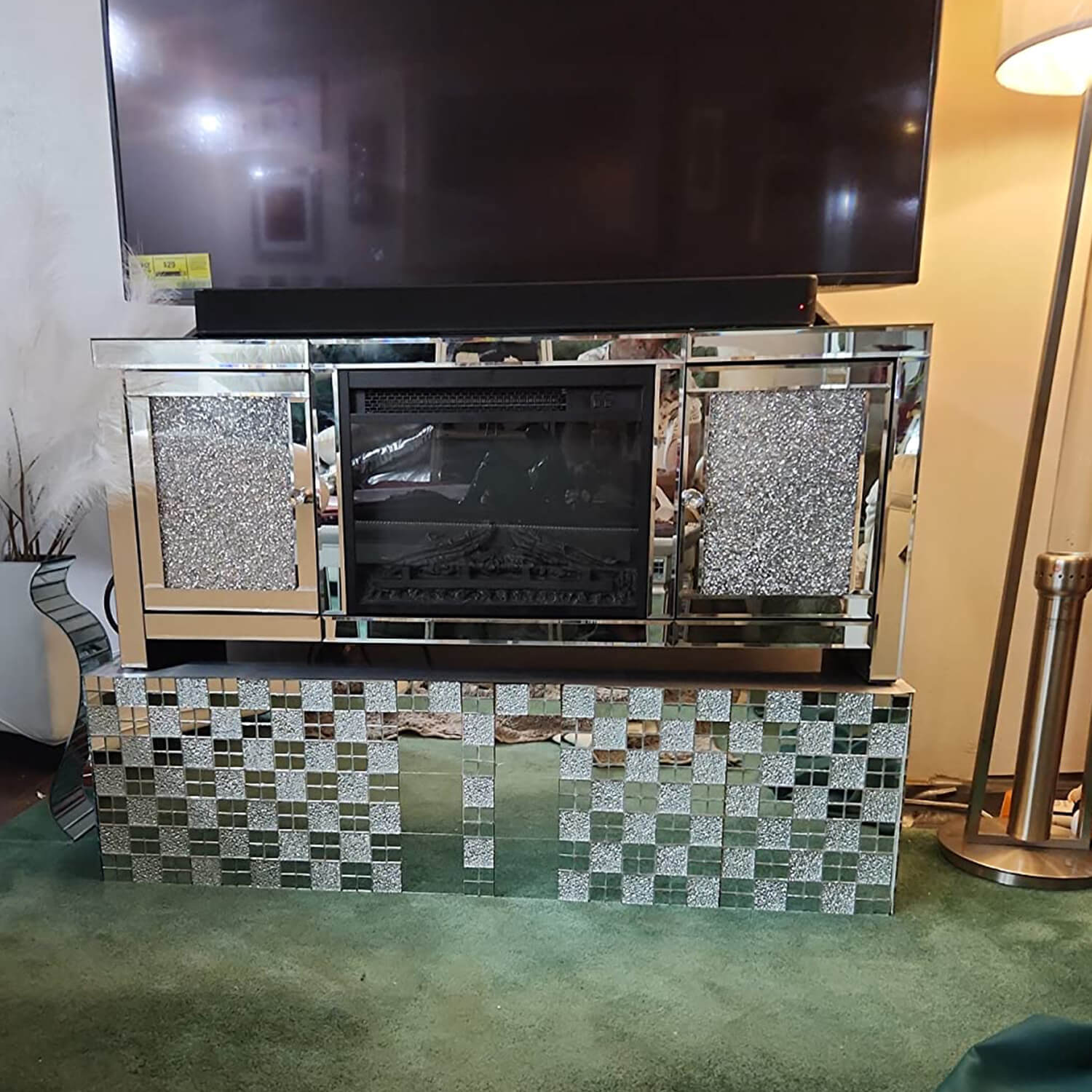 Peel And Stick Silver Mirror Glass Mosaic Tile, Square, 12*10 Inches, Glossy, CR22