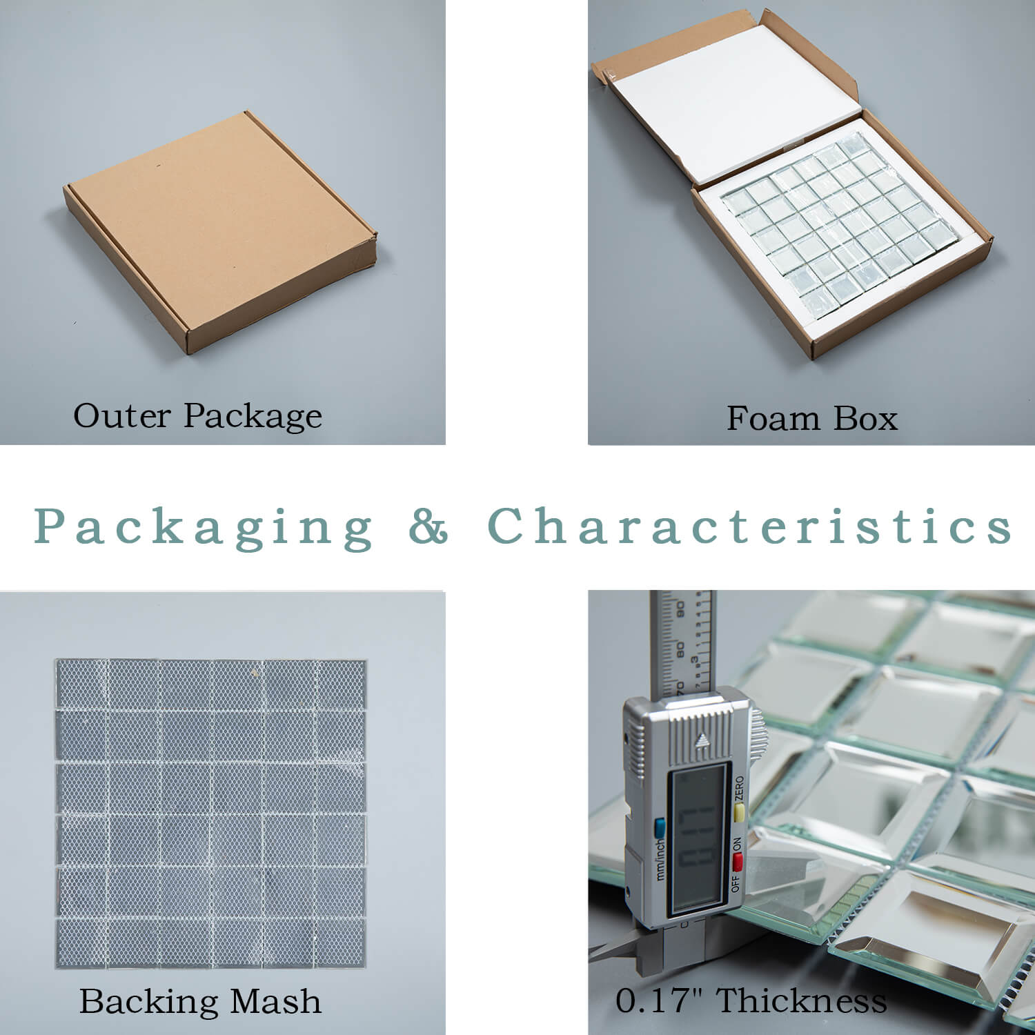 Silver Beveled Mirror Mosaic Tile, Square, 12*12 Inches, Glossy, CR5