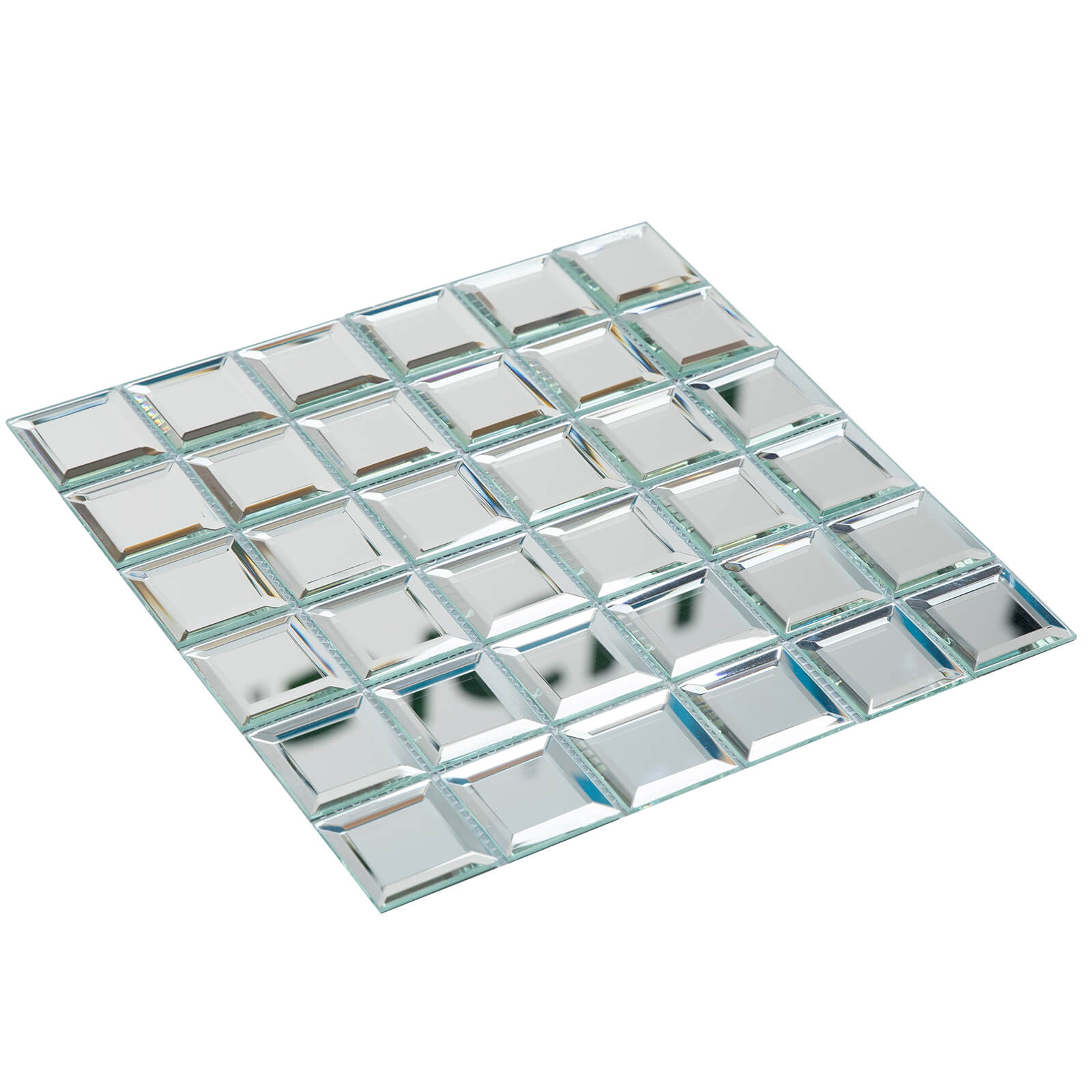 Silver Beveled Mirror Mosaic Tile, Square, 12*12 Inches, Glossy, CR5