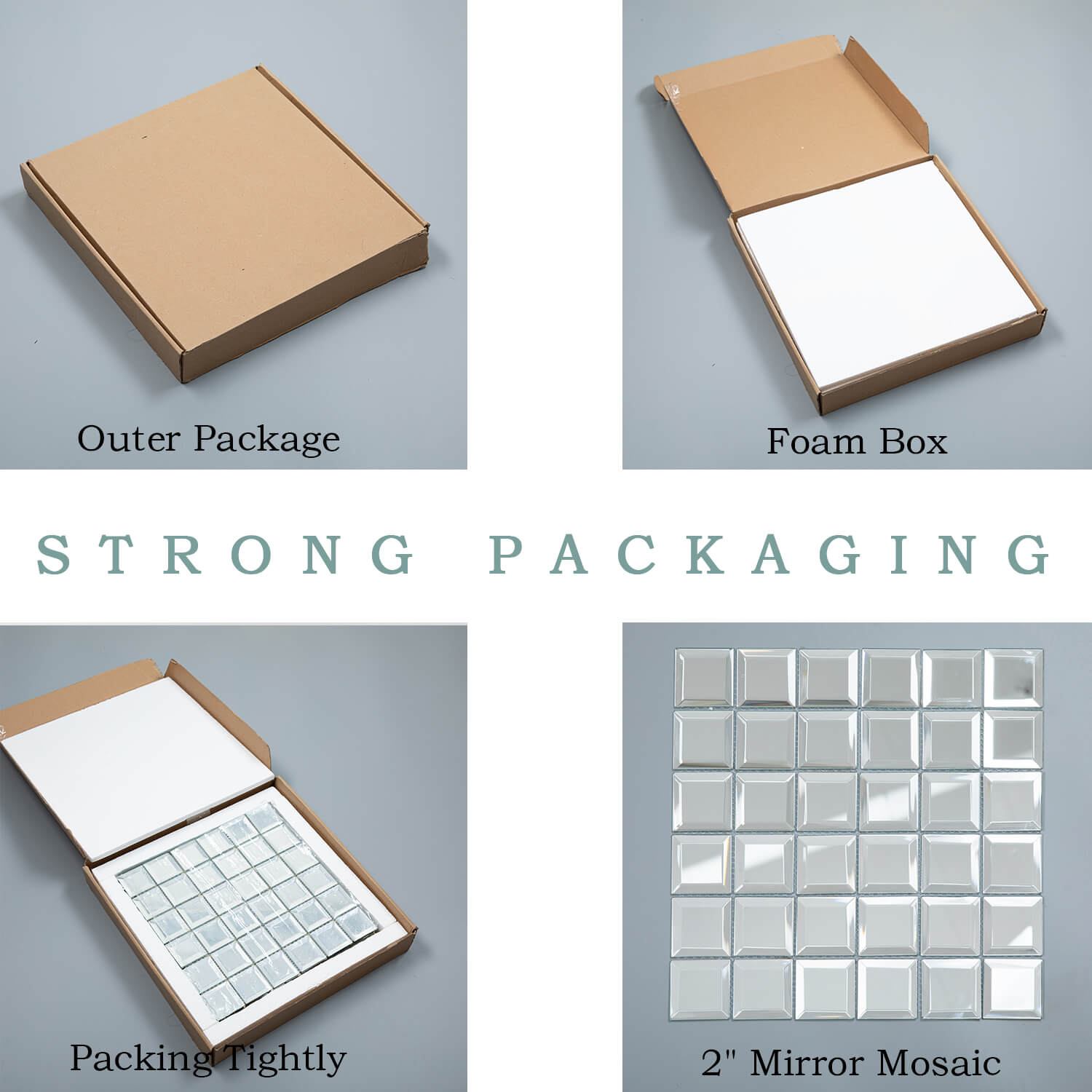 Silver Beveled Mirror Mosaic Tile, Square, 12*12 Inches, Glossy, CR5