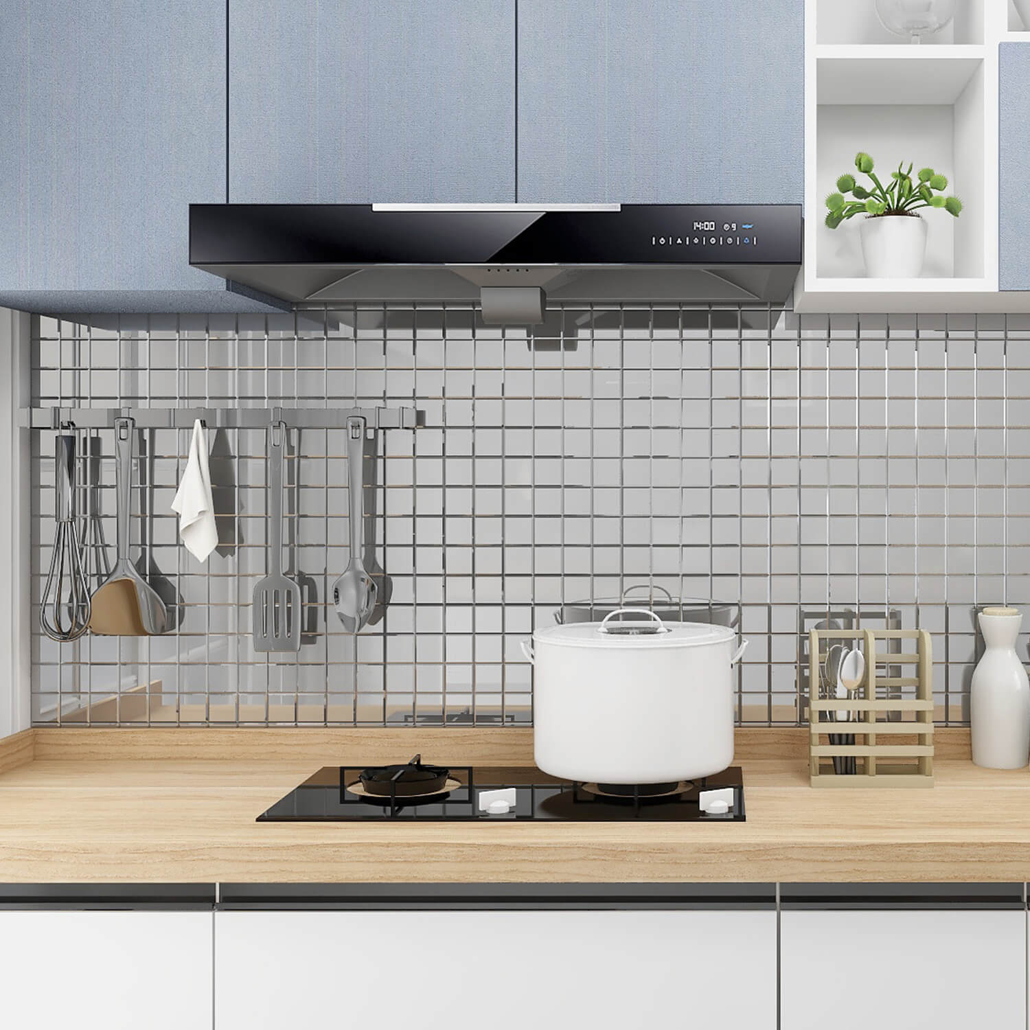 Silver Beveled Mirror Mosaic Tile, Square, 12*12 Inches, Glossy, CR5