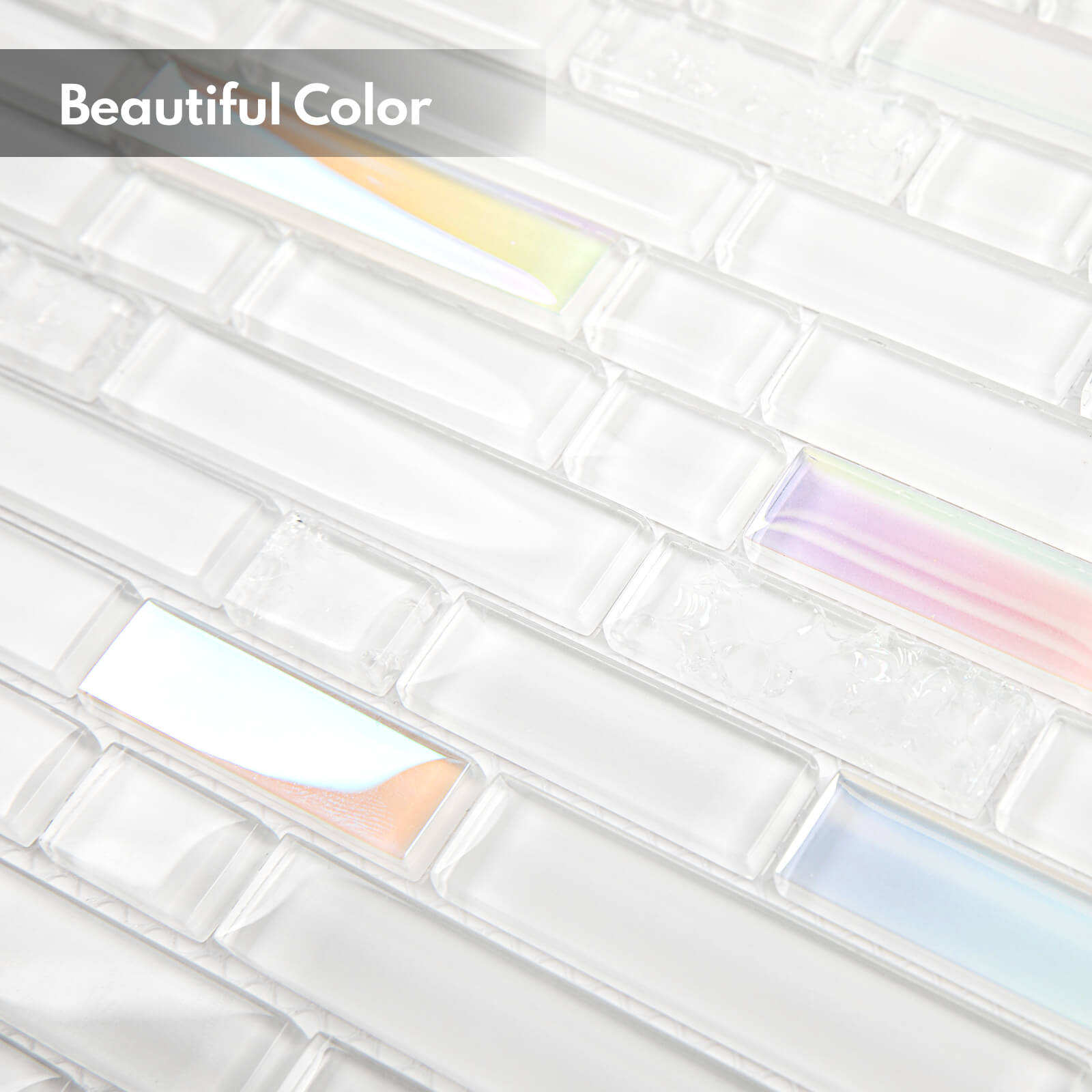 Lovdeco Glass Mosaic Tiles, White Strip Glass Backsplash for Kitchen Bathroom Shower Wall, 5 PCS, 4.8 SQ.FT.