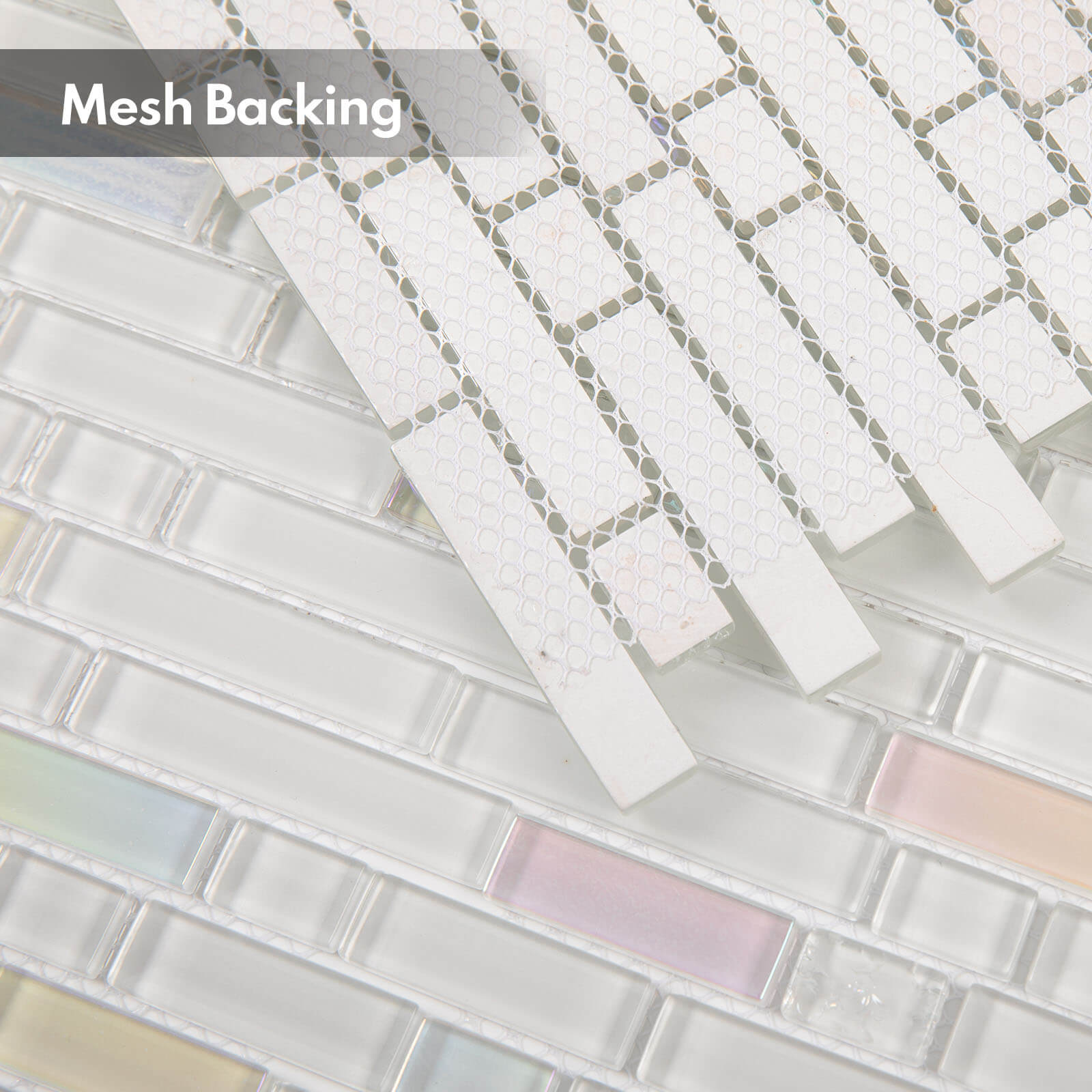 Lovdeco Glass Mosaic Tiles, White Strip Glass Backsplash for Kitchen Bathroom Shower Wall, 5 PCS, 4.8 SQ.FT.