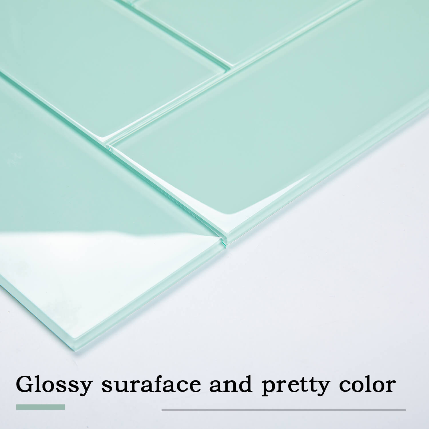 Light Green Glass Subway Tile, White Glass for Bathroom Kitchen Shower Backsplash Wall, 4 x 12 Inches, 4 Sq.Ft