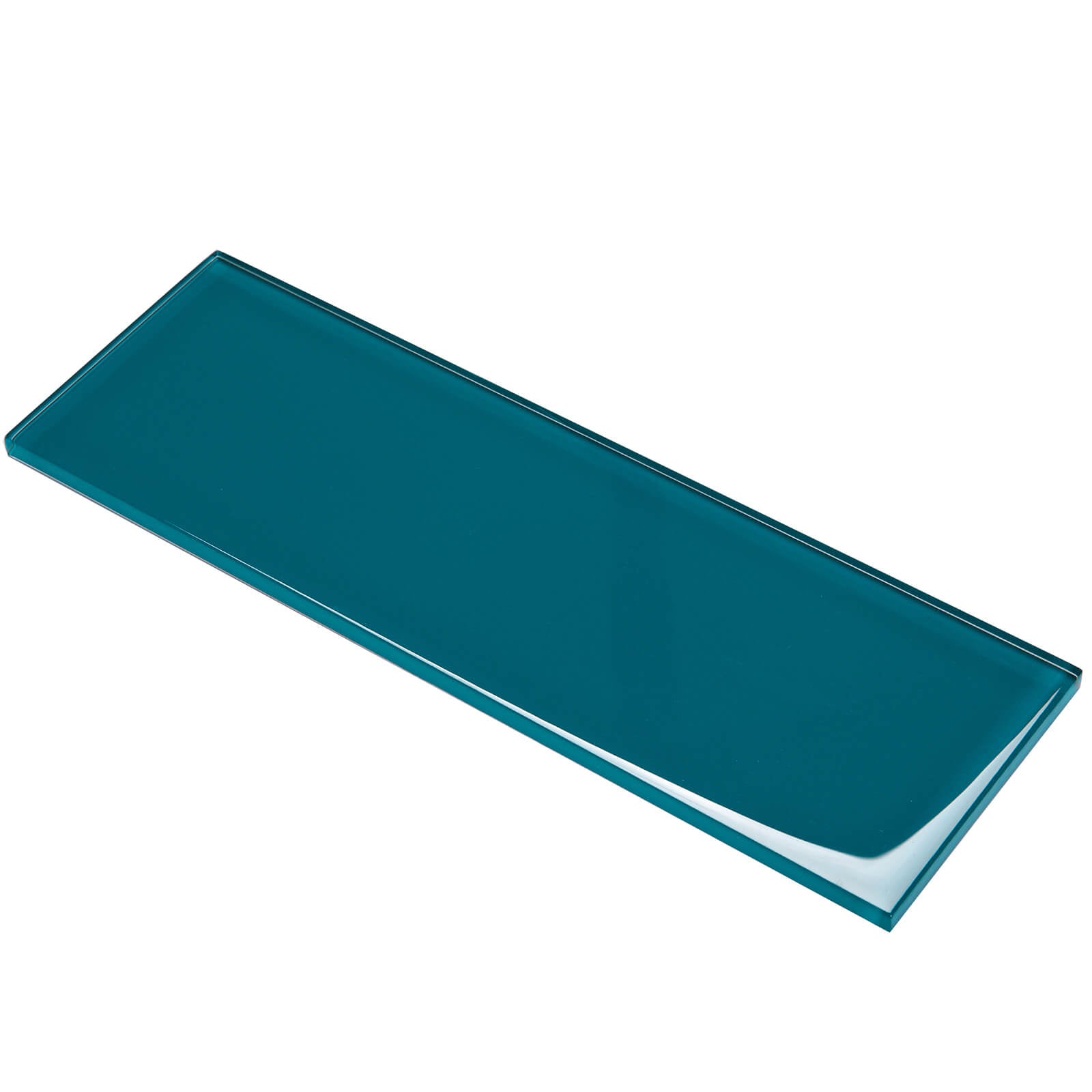 Dark Teal Glass Subway Tile, White Glass for Bathroom Kitchen Shower Backsplash Wall, 4 x 12 Inches, 4 Sq.Ft