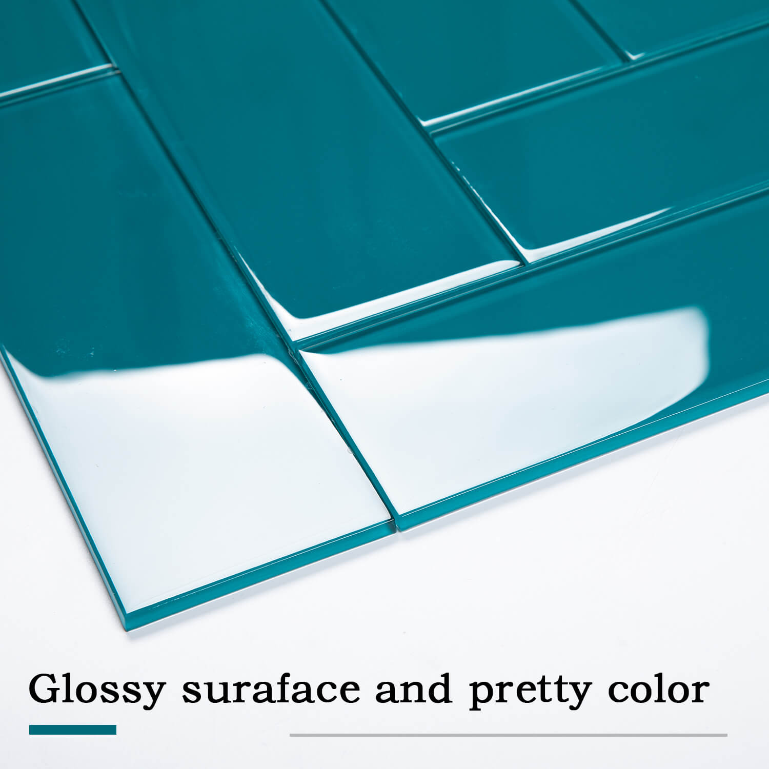 Dark Teal Glass Subway Tile, White Glass for Bathroom Kitchen Shower Backsplash Wall, 4 x 12 Inches, 4 Sq.Ft