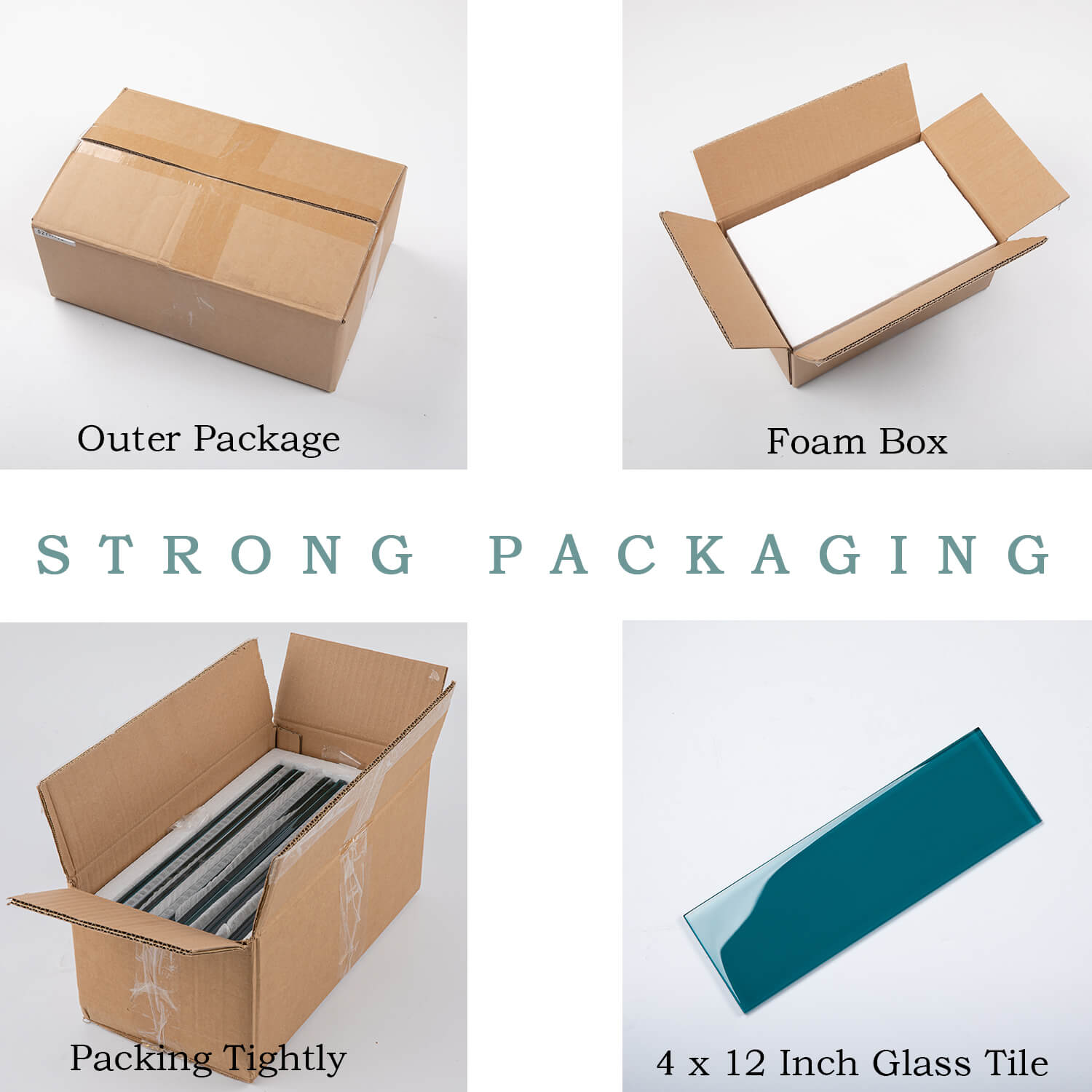 Dark Teal Glass Subway Tile, White Glass for Bathroom Kitchen Shower Backsplash Wall, 4 x 12 Inches, 4 Sq.Ft