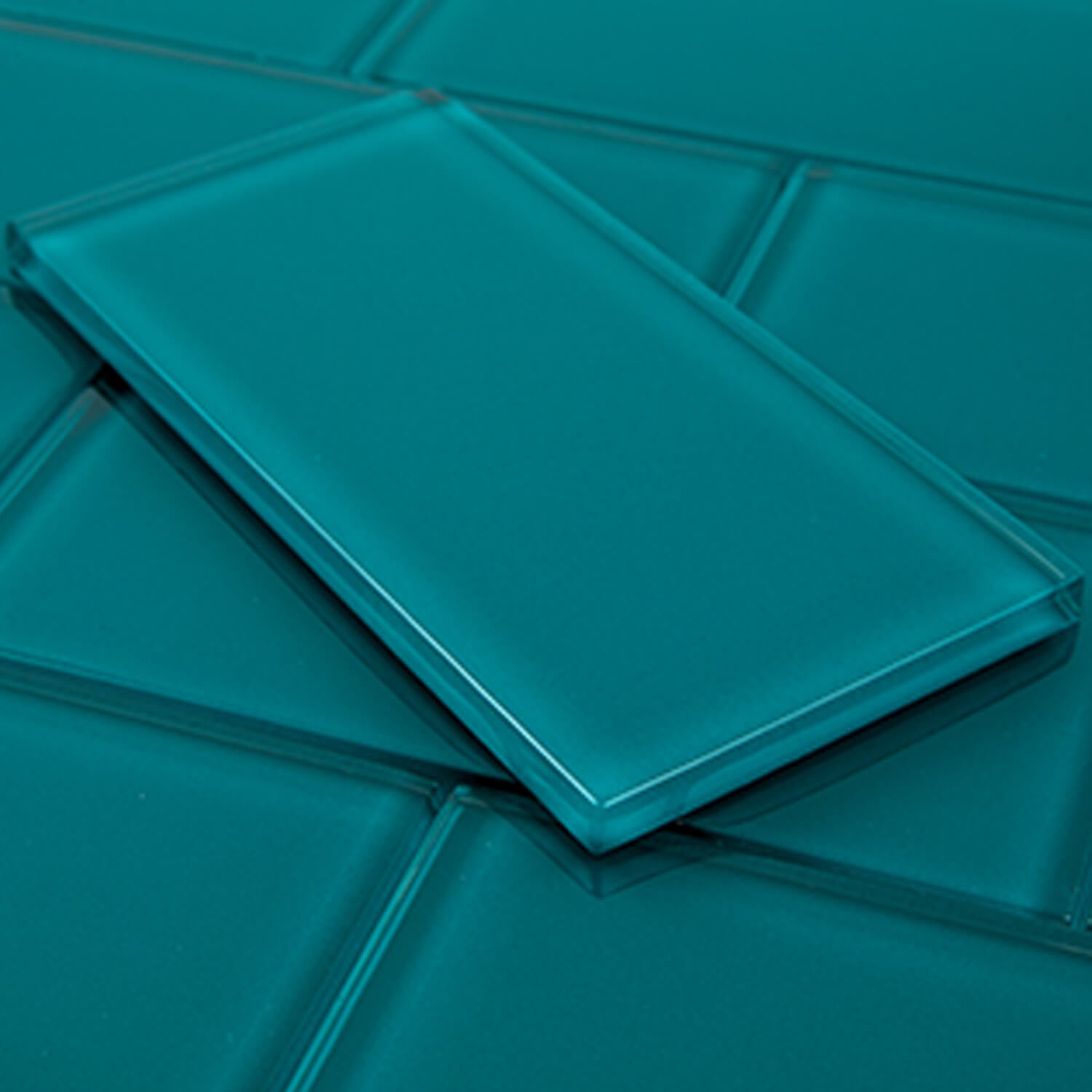 Glass Subway Tile, 3 x 6 Inch, 4 Sq Ft, Dark Teal Glass for Bathroom Wall and Kitchen Backsplash, 32-Pack