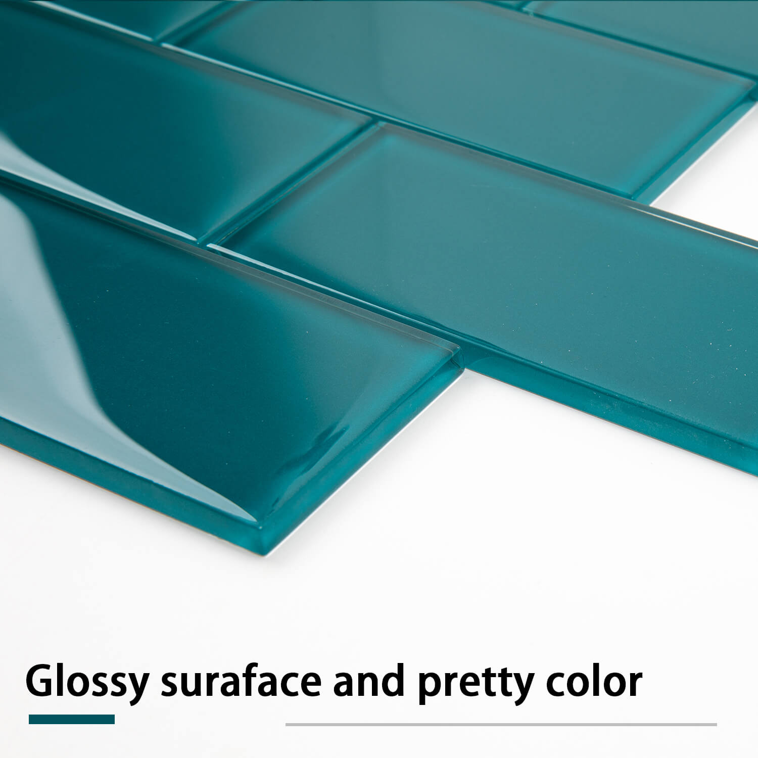 Glass Subway Tile, 3 x 6 Inch, 4 Sq Ft, Dark Teal Glass for Bathroom Wall and Kitchen Backsplash, 32-Pack