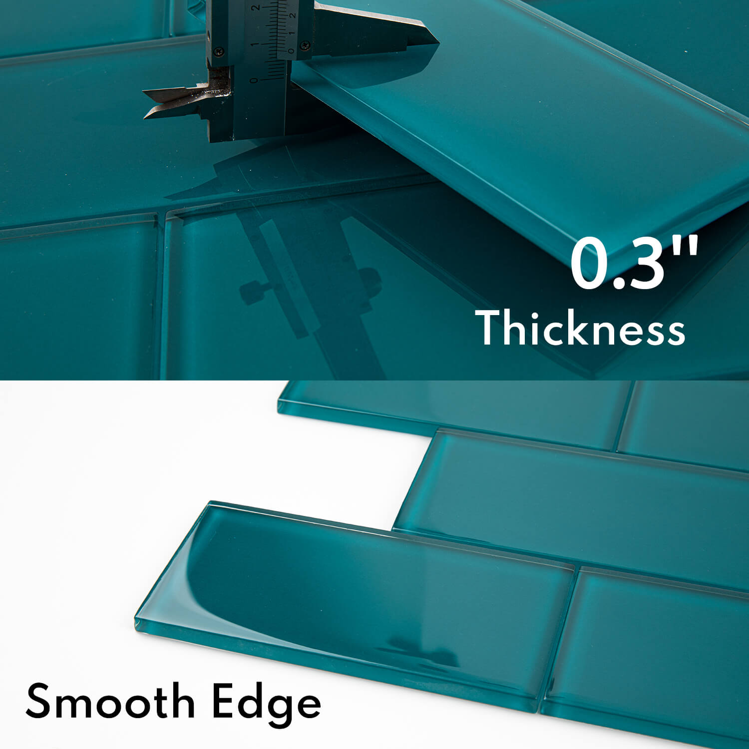 Glass Subway Tile, 3 x 6 Inch, 4 Sq Ft, Dark Teal Glass for Bathroom Wall and Kitchen Backsplash, 32-Pack