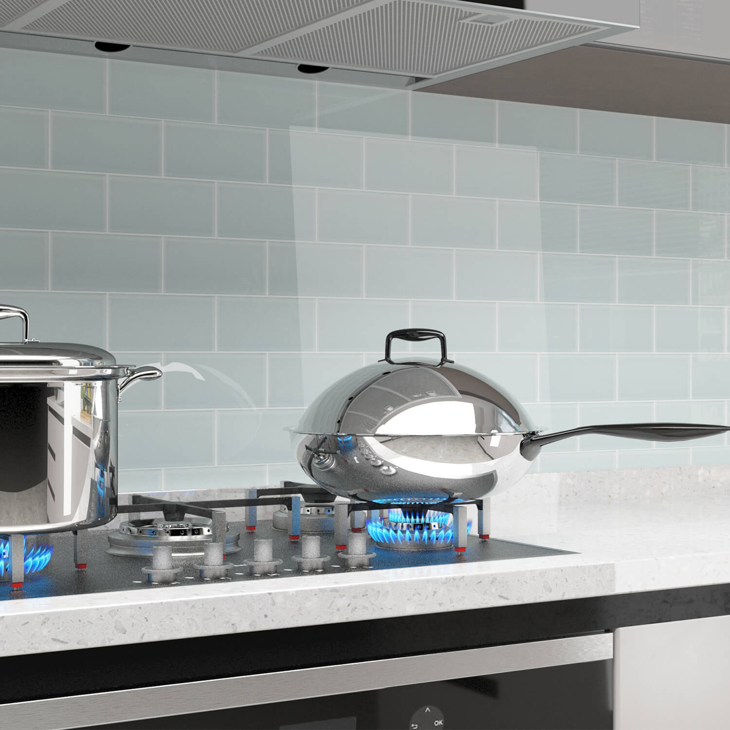 Light Green Glass Subway Tile, Glass for Bathroom Kitchen Shower Backsplash Wall, 3 x 6 Inches, 4 Sq.Ft.