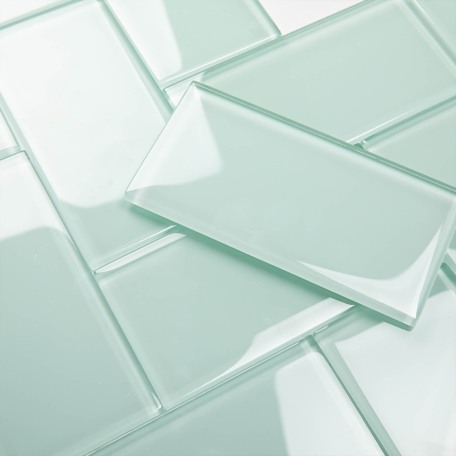Light Green Glass Subway Tile, Glass for Bathroom Kitchen Shower Backsplash Wall, 3 x 6 Inches, 4 Sq.Ft.