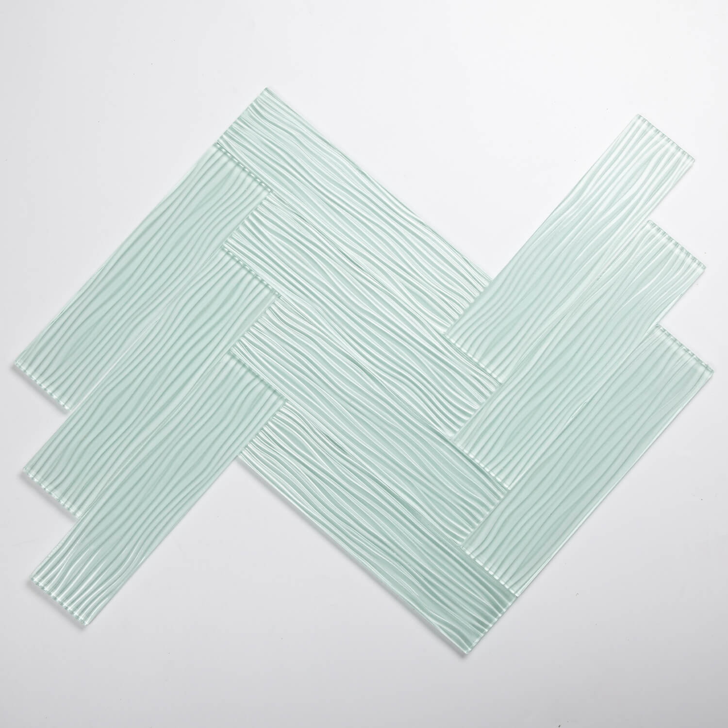 Light Green Water Wave Glass Subway Tile, 3 x 12 Inch, 4 Sq Ft, Backsplash for Bathroom Kitchen Wall, 16-Pack