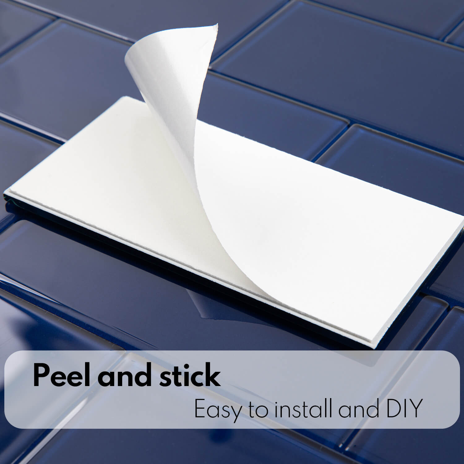 Peel and Stick Glass Subway Tile, 3 x 6 Inch, 5 Sq Ft, Cobalt Blue Glass for Bathroom Kitchen Backsplash Wall, 40-Pack