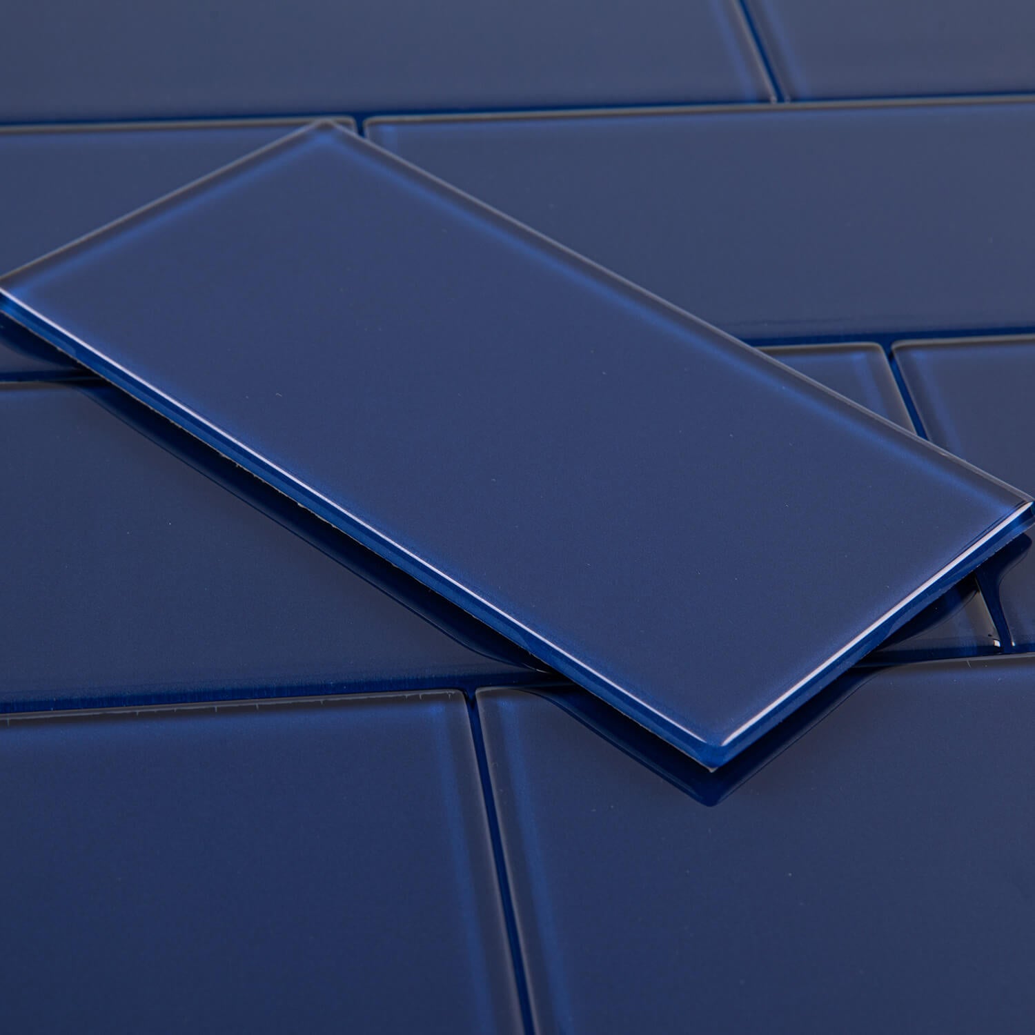 Peel and Stick Glass Subway Tile, 3 x 6 Inch, 5 Sq Ft, Cobalt Blue Glass for Bathroom Kitchen Backsplash Wall, 40-Pack