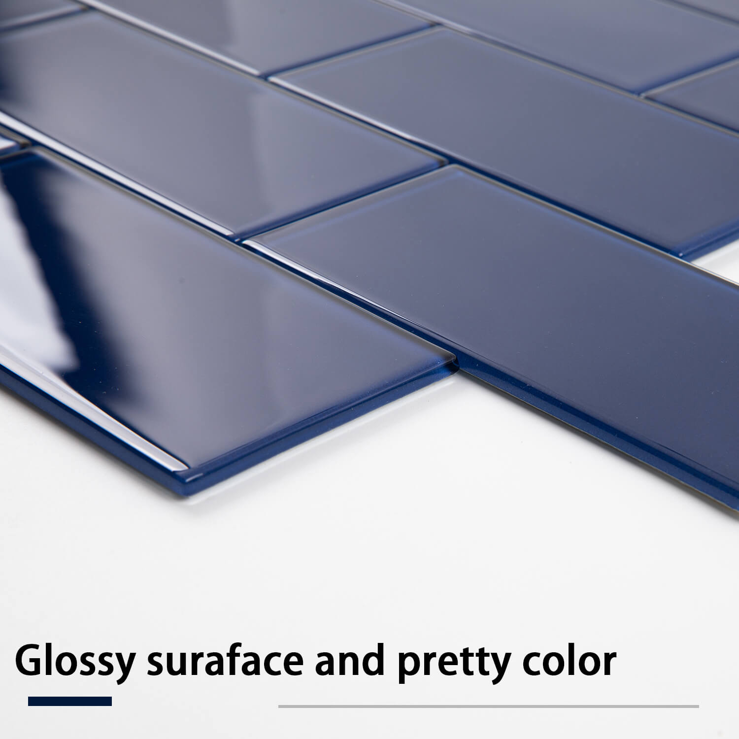 Peel and Stick Glass Subway Tile, 3 x 6 Inch, 5 Sq Ft, Cobalt Blue Glass for Bathroom Kitchen Backsplash Wall, 40-Pack